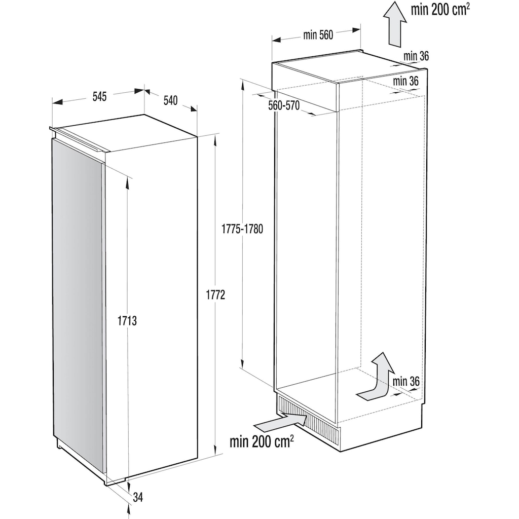 GORENJE Einbaukühlschrank, RBI4182E1, 177,2 cm hoch, 54 cm breit