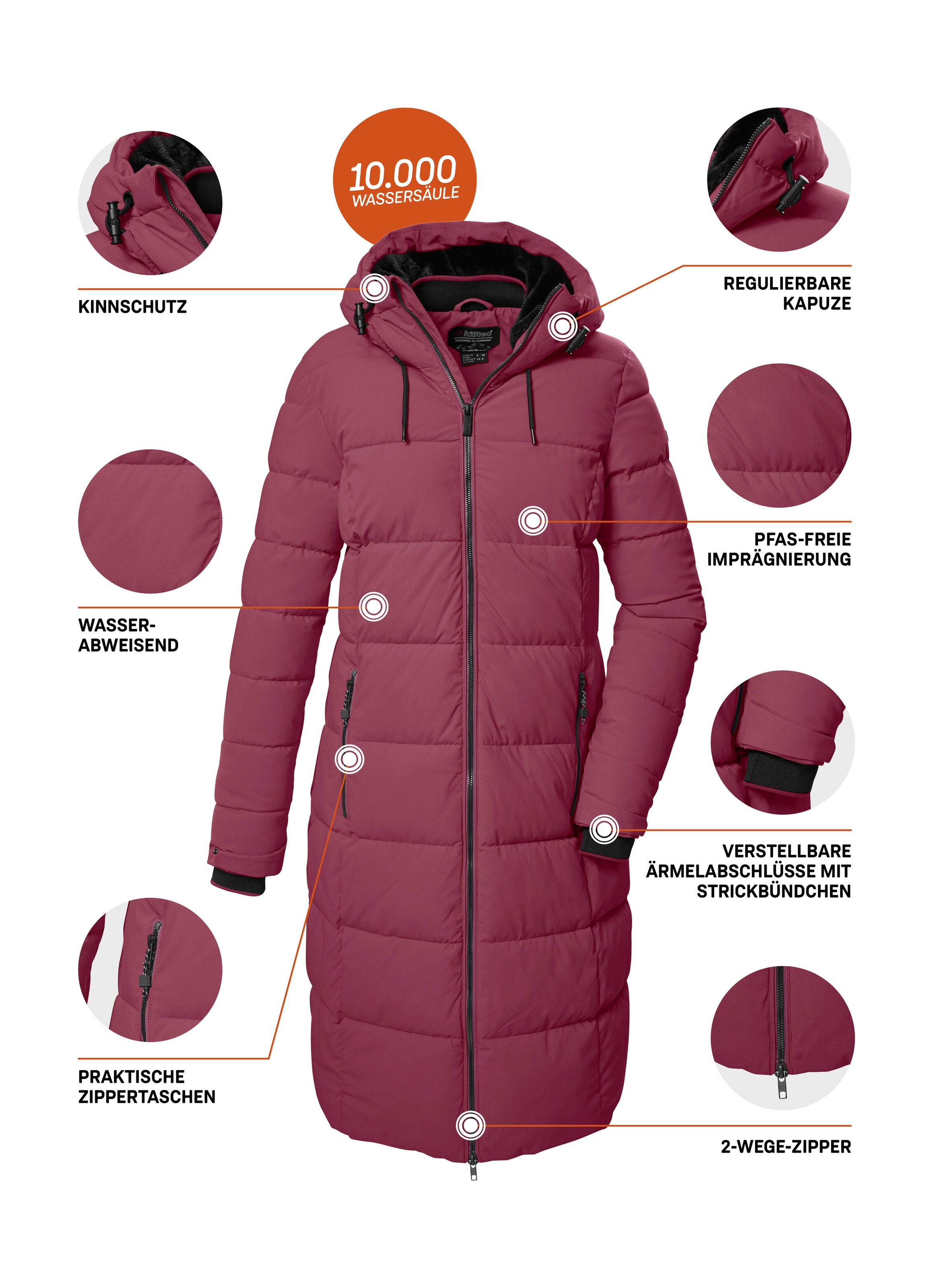 Killtec Steppmantel »KOW 56 WMN QLTD CT« Winddichter, wasserabweisender Wintermantel mit regulierbarer Kapuze