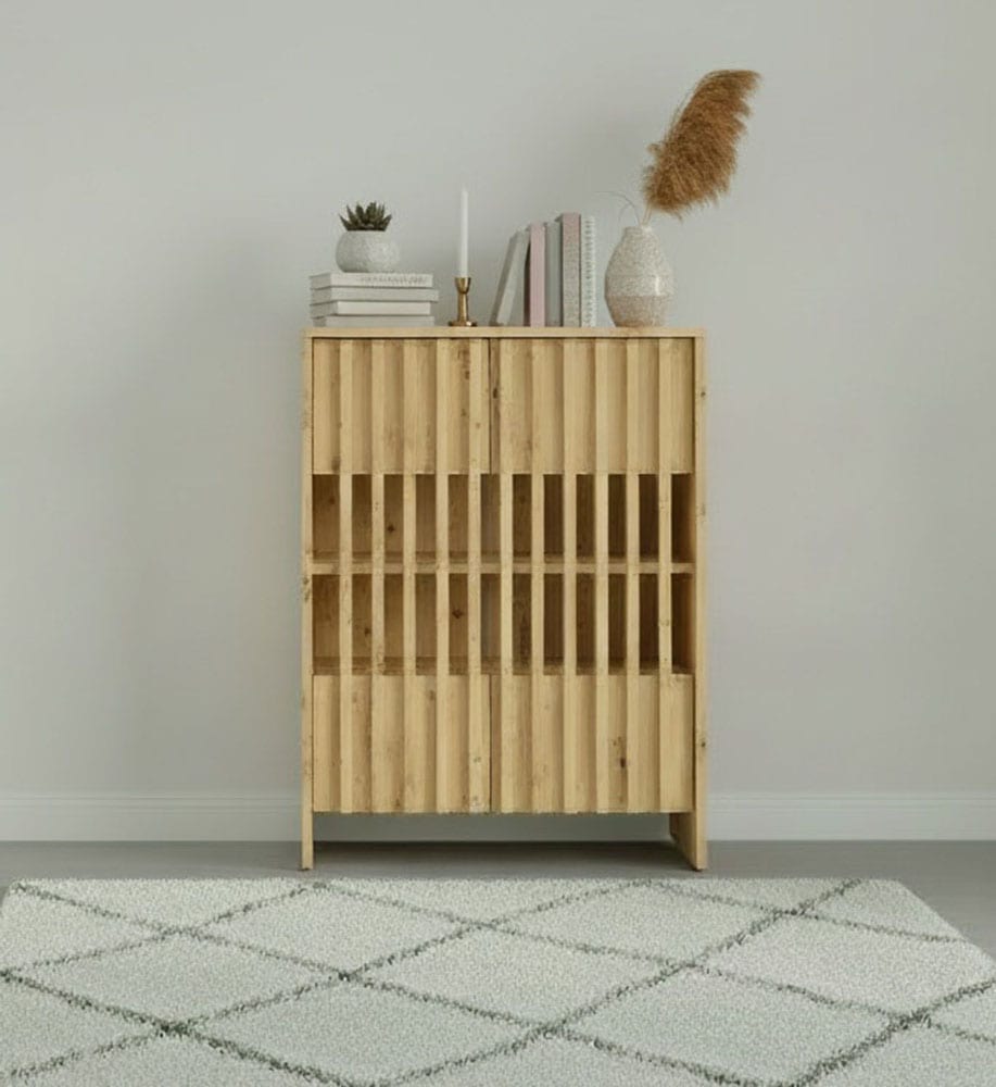 Home affaire Mehrzweckschrank »MURET, Schuhschrank, Weinregal, 4 Fächer und 2 Türen, Lamellenfronten« Maße B/T/H: 60/35,4/87 cm,  Schuhkommode mit viel Stauraum, Maße B/T/H: 60/35,4/87 cm