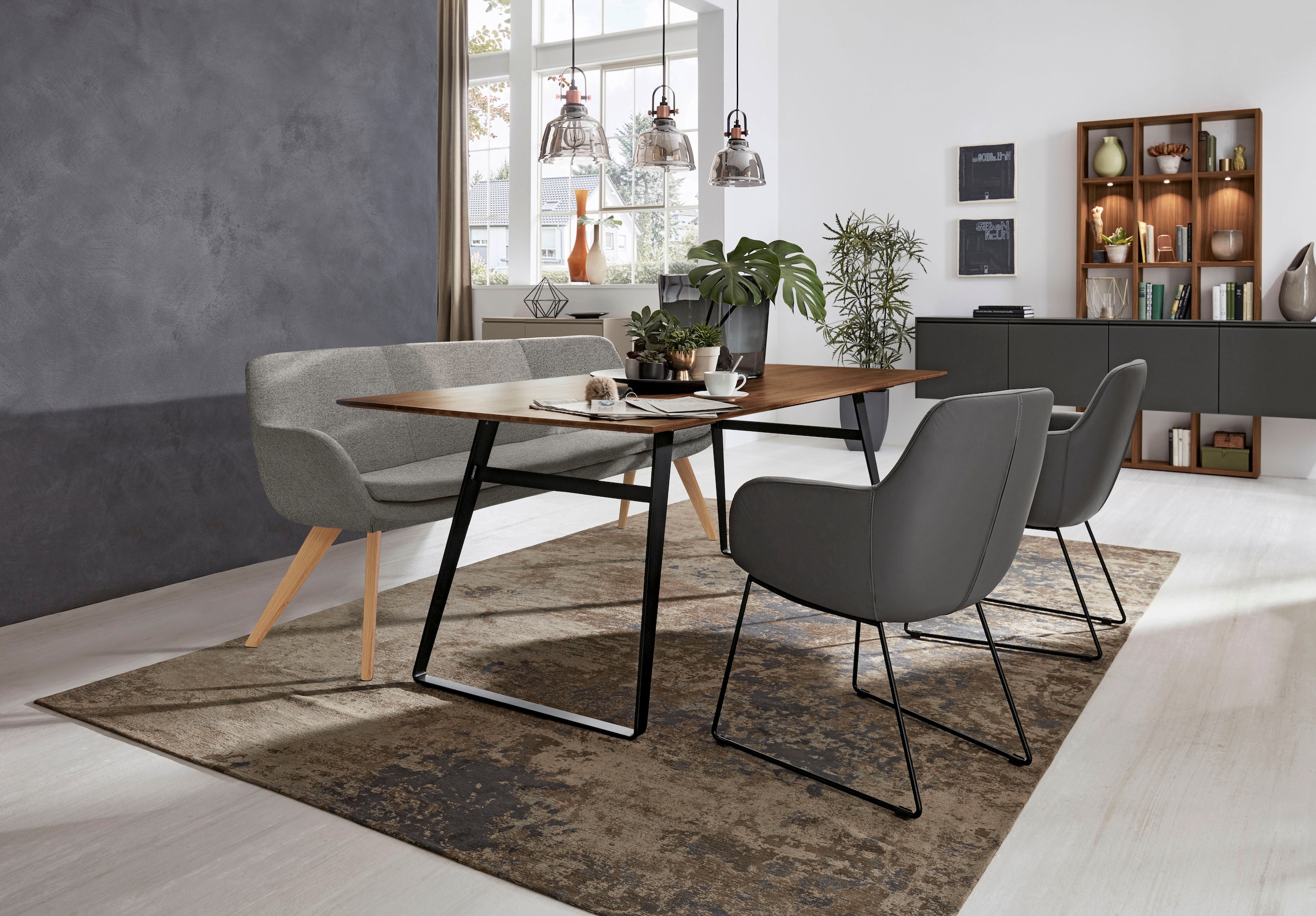 Musterring Essbank »Tavia« Stativgestell aus Eiche bianco massiv, Breite 180, 200 oder 220 cm