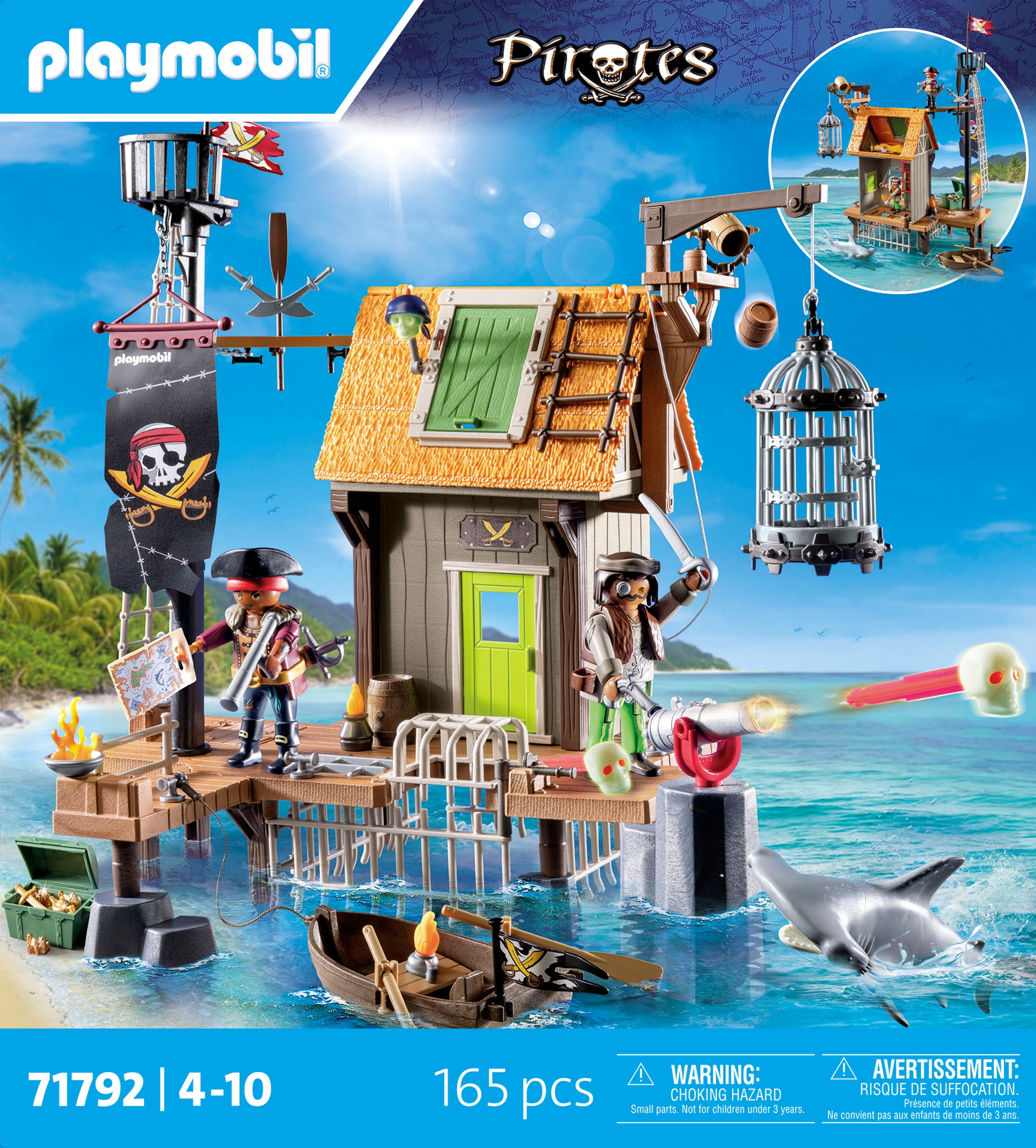 Playmobil® Konstruktions-Spielset »Piratenhafen mit Seeräuber-Gefängnis (71792), Playmobil Pirates«, (165 St.), Made in Germany