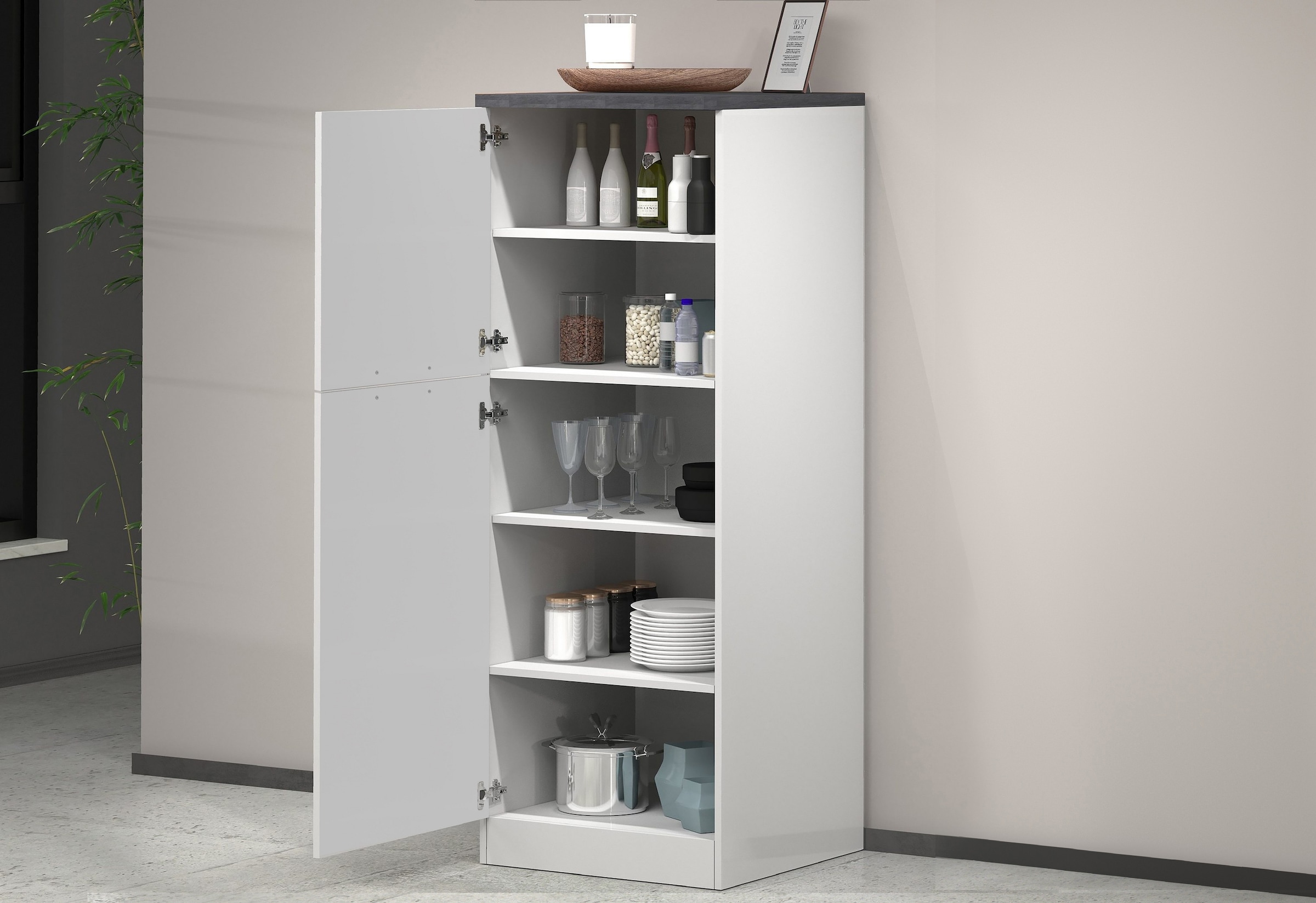 KOCHSTATION Vorratsschrank »KS-Sole,Hauswirtschaftsschrank,Stauschrank,Küchenschrank« Breite/Höhe 60/165 cm, 5 Fächer