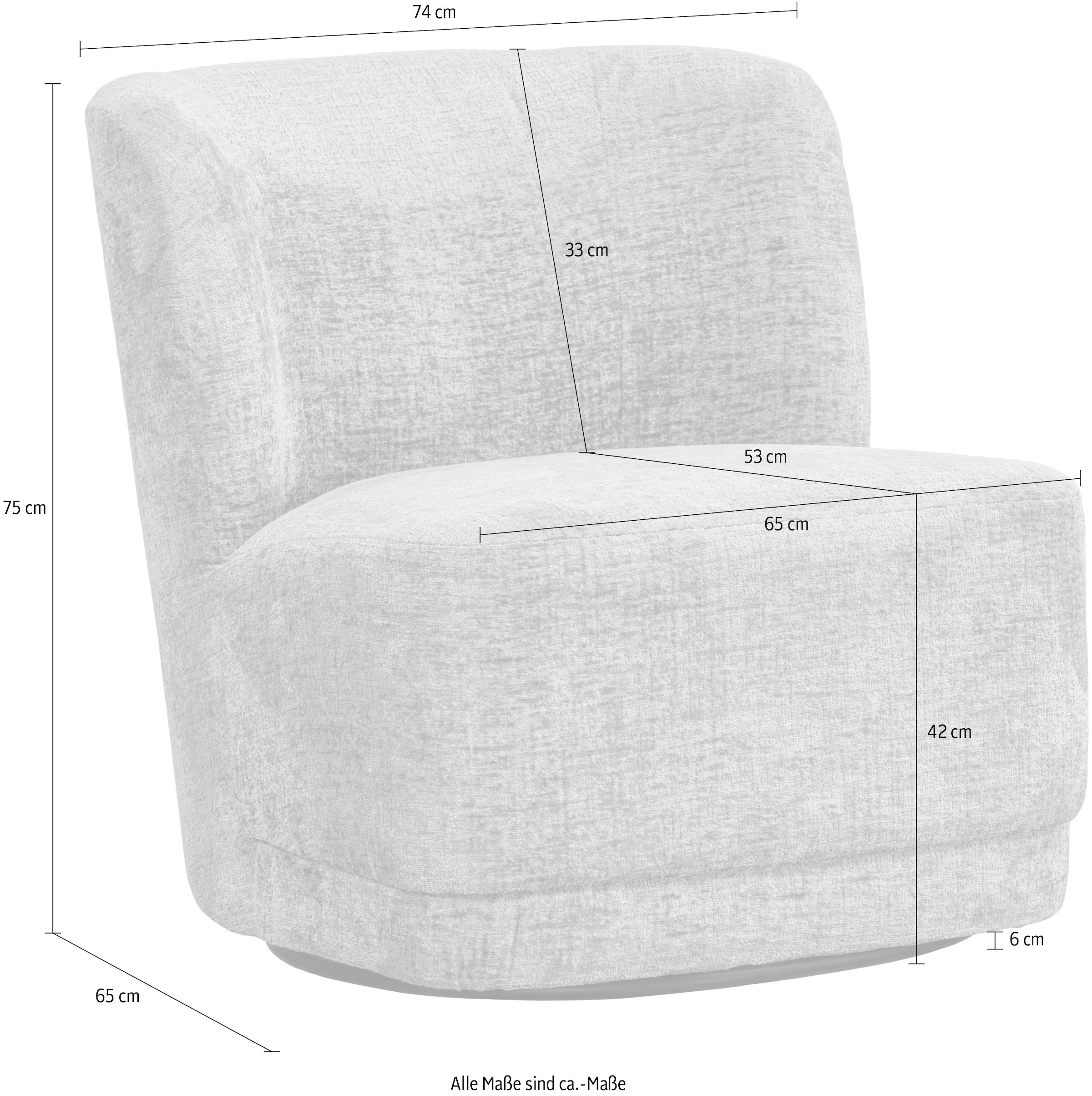 WOOOD Drehsessel »Atty mit struktur-Velvetbezug und Drehmechanismus B 74 x T 65 x H 75cm« Sehr hohe Verschleißfestigkeit, montiert geliefert, Tragkraft 120 kg