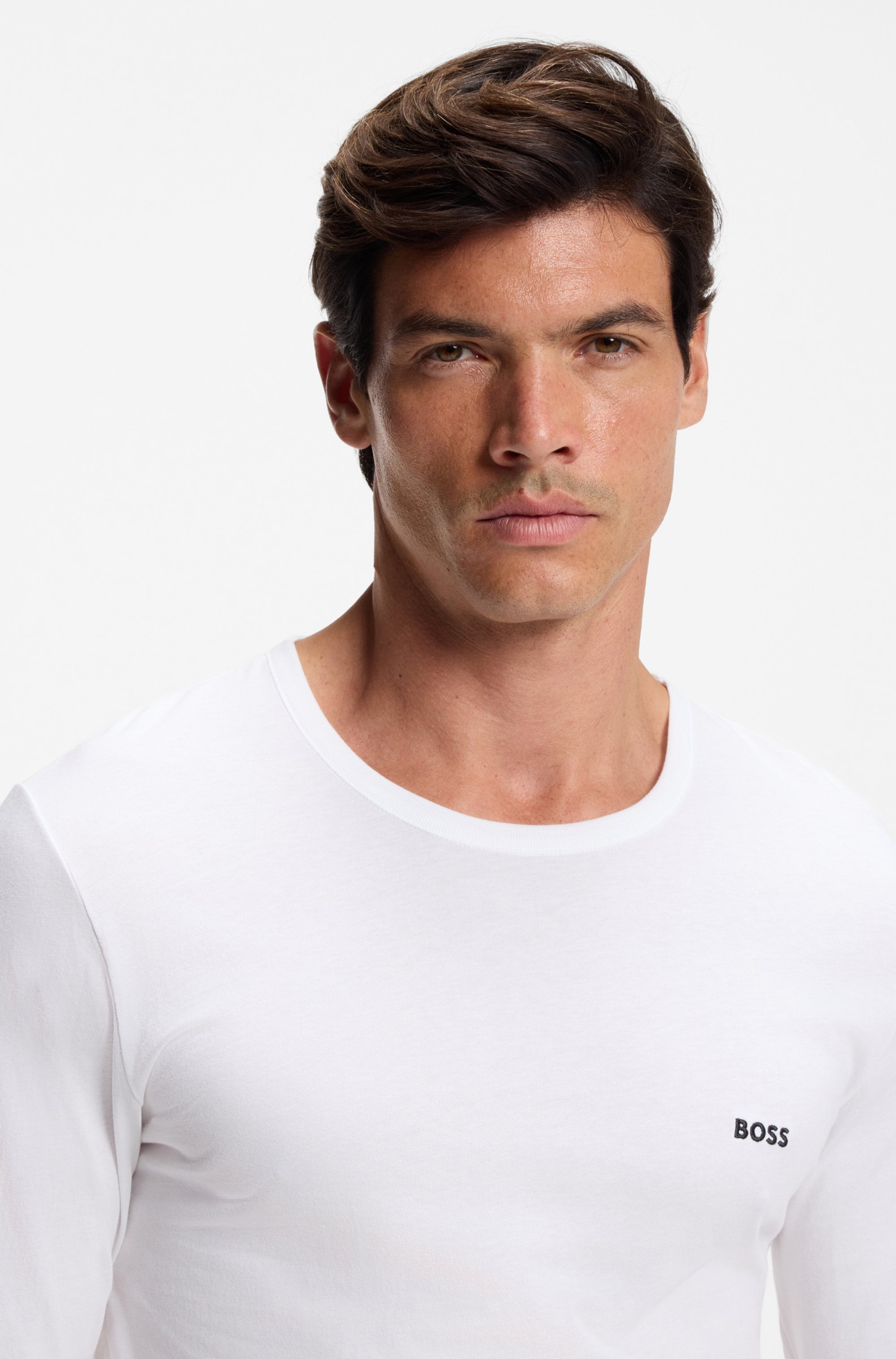 BOSS Langarmshirt »longsleeve-Shirt R-Neck Classic COTTON 3pcs/pack«, (3 tlg.), mit BOSS Logo-Schriftzug
