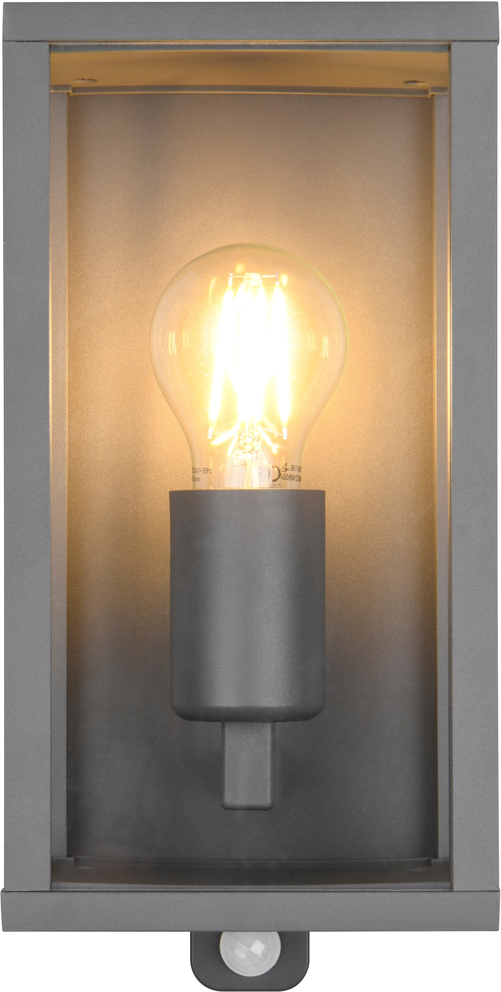TRIO Leuchten Außen-Wandleuchte »GARONNE, Outdoor Wandlampe exkl 1x E27 max 60W, Hauswand-Leuchte« E27 1 Stk. warmweiß - kaltweiß Garten Wandleuchte IP44 mit Bewegungsmelder, Leuchtdauer einstellbar