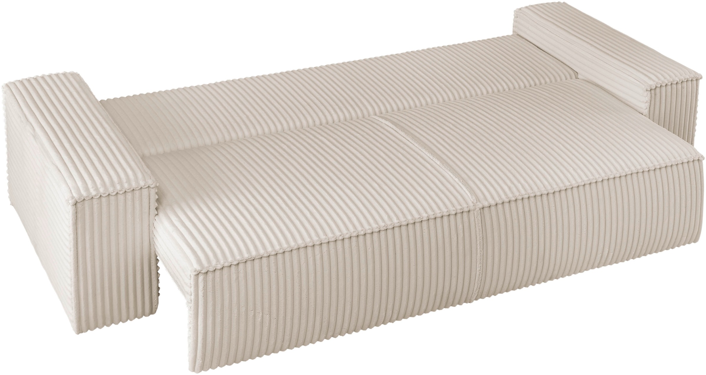 andas 3-Sitzer »FINNLEY Schlafsofa 257 cm, Schlaffunktion mit Bettkasten (200/136cm)«, in Aqua Clean-Bouclé, Struktur fein u. Cord