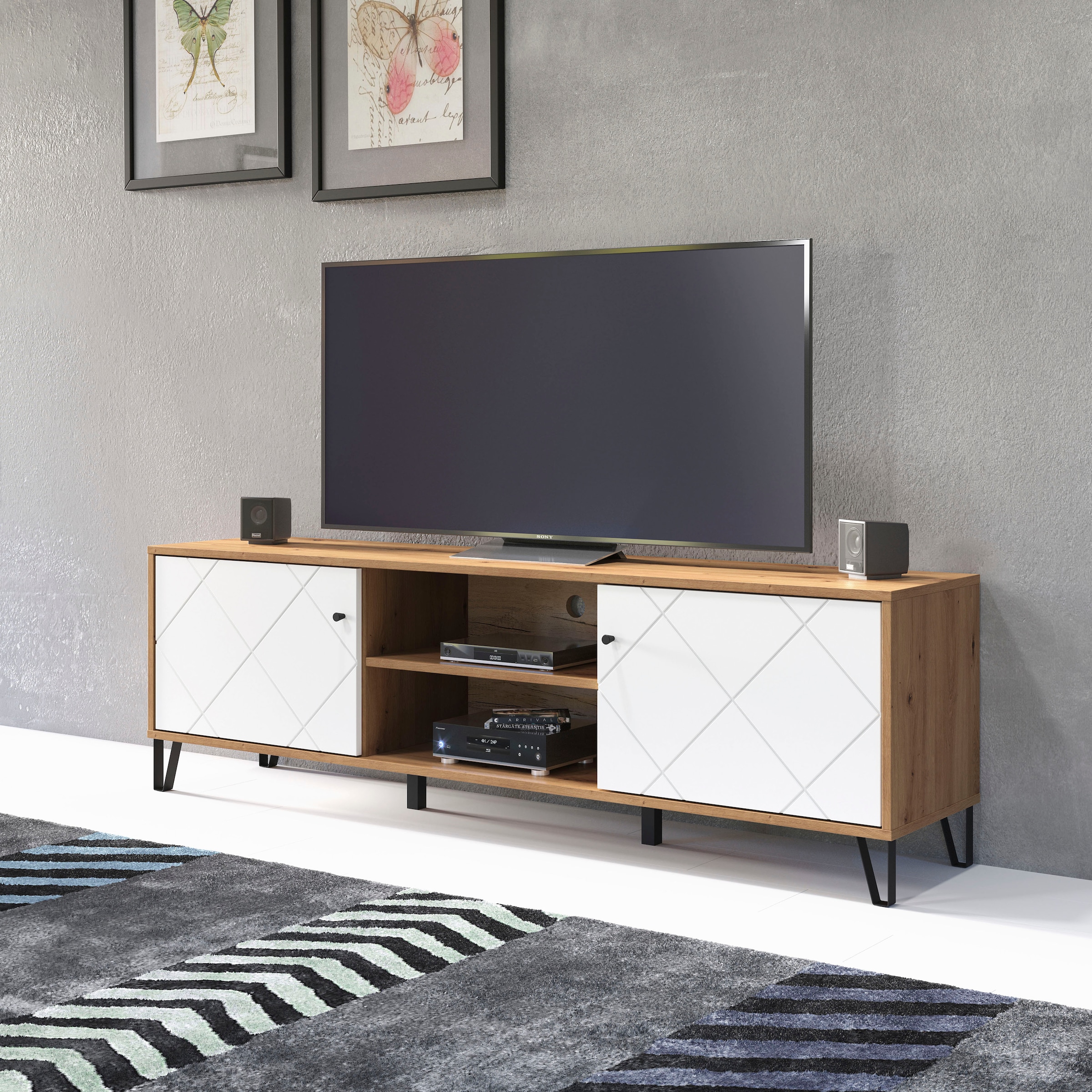 Home affaire Lowboard »Tarragona TV-Kommode« TV-Unterteil mit 2 Türen & 2 Fächern - (B/T/H) 183/40/56 cm
