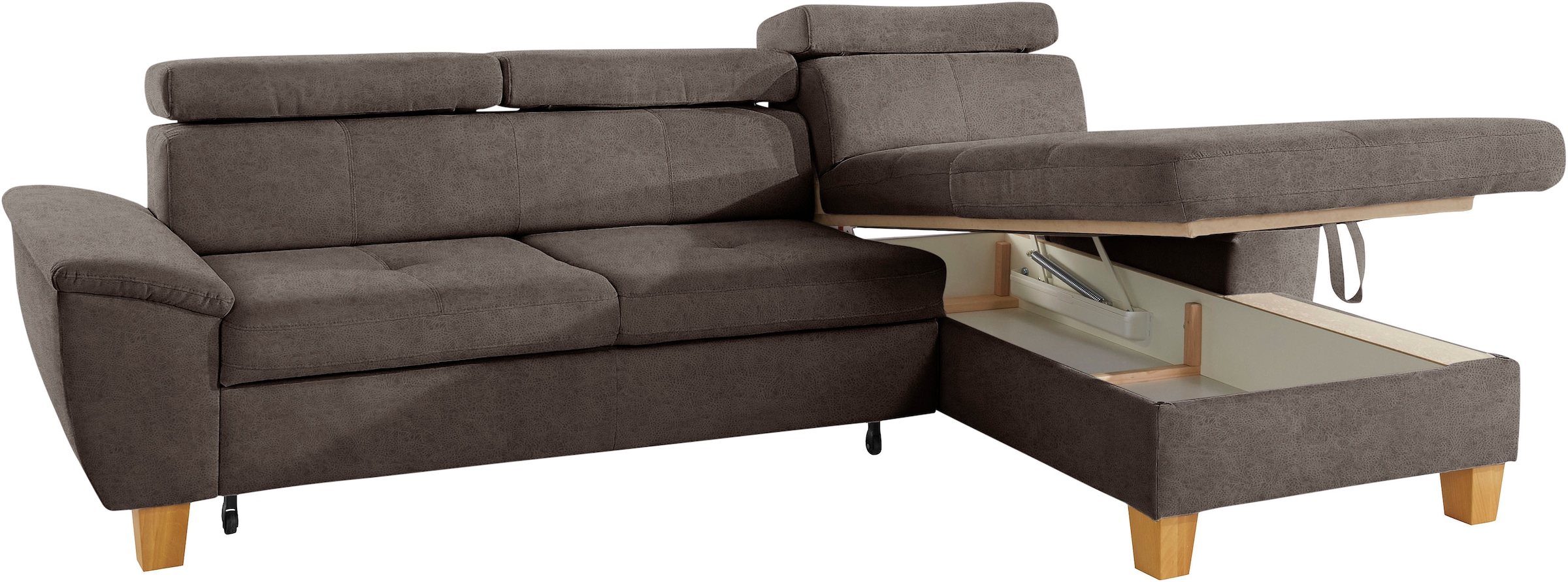 exxpo - sofa fashion Ecksofa »Enya, aufwendige Detailverarbeitung, hoher Sitzkomfort, bequem, L-Form«, inkl. Kopfteilverstellung, wahlweise mit Bettfunktion und Bettkasten