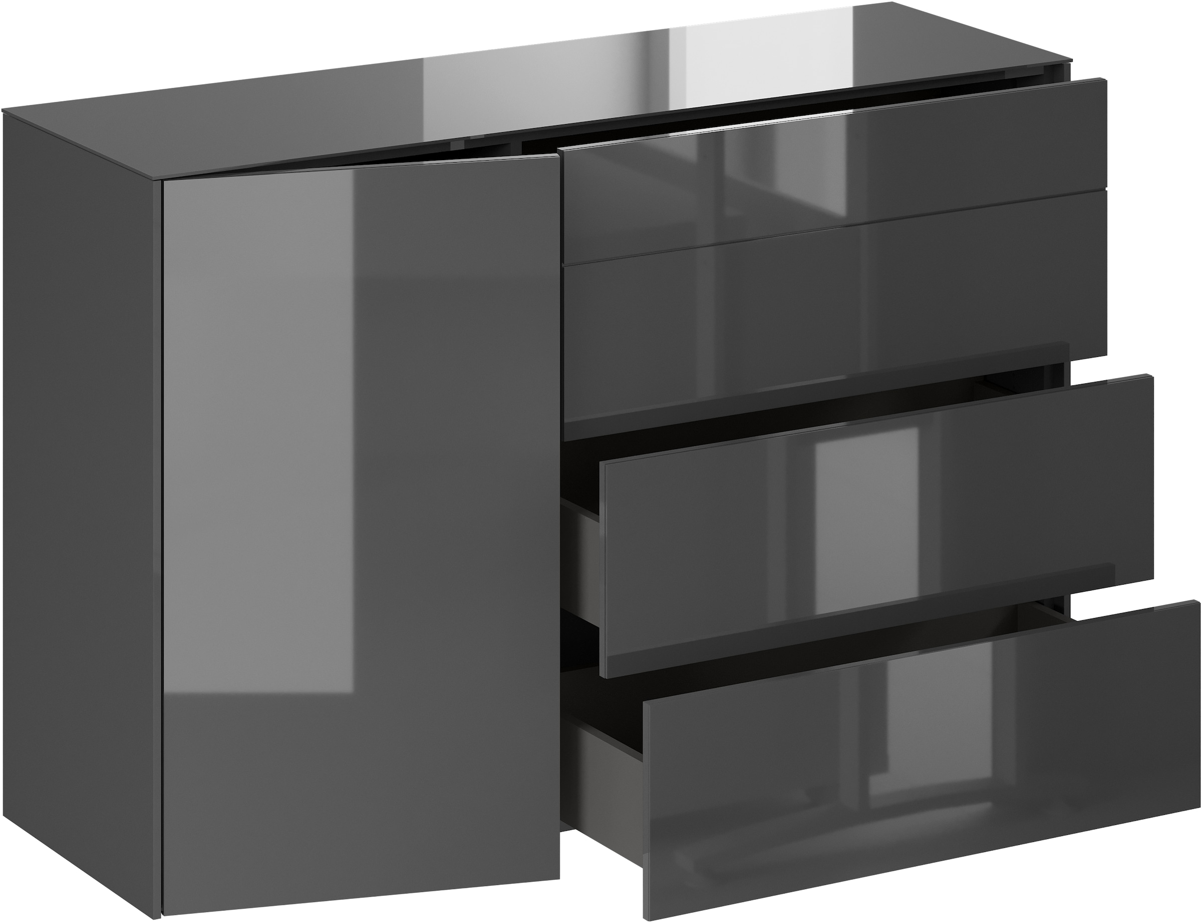 Mäusbacher Kommode Kommode BHT 131/89/42 cm, Push to open, Front+Oberplatte=Glas