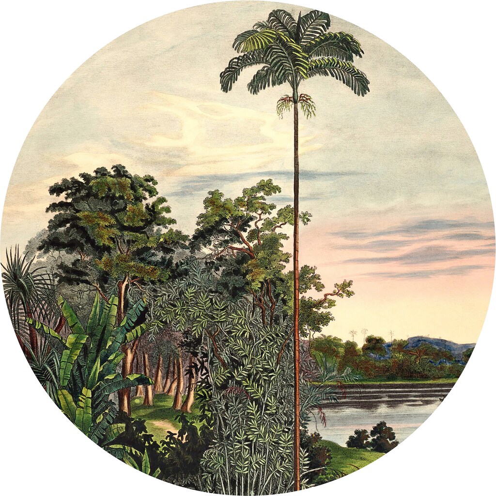 Komar Fototapete »Vintage Landscape«, 125x125 cm (Breite x Höhe), rund und selbstklebend