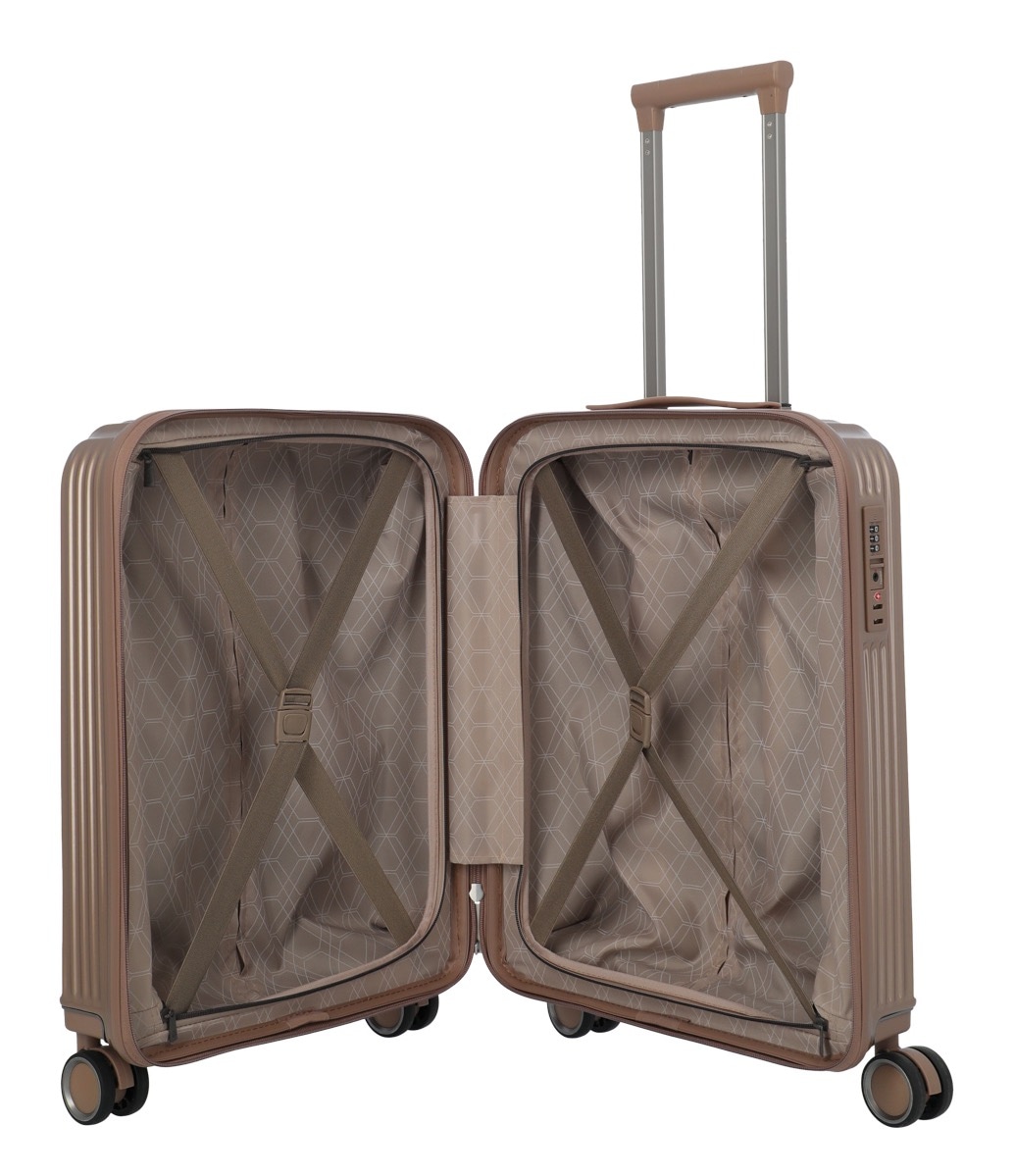 travelite Hartschalen-Trolley »PAROS Reisekoffer Hartschale« 37 l 4 Rollen Kreuzspanngurten – robustes ABS-Reisegepäck