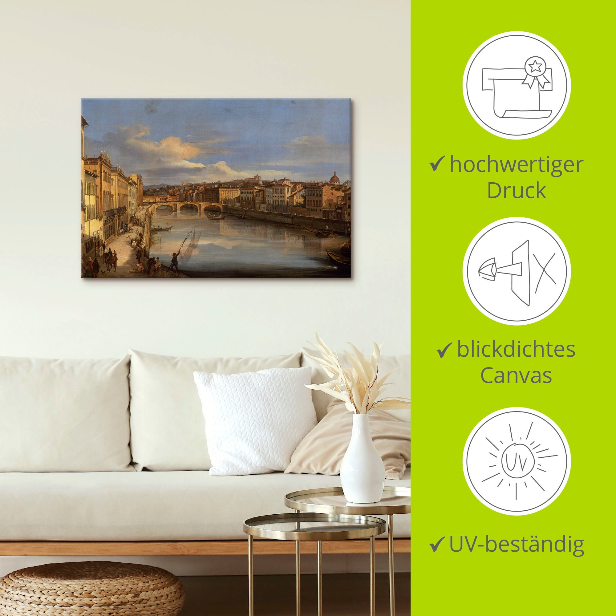 Artland Wandbild »Ein Blick auf den Arno«, Florenz, (1 St.), als Leinwandbild, Poster, Wandaufkleber in verschied. Größen