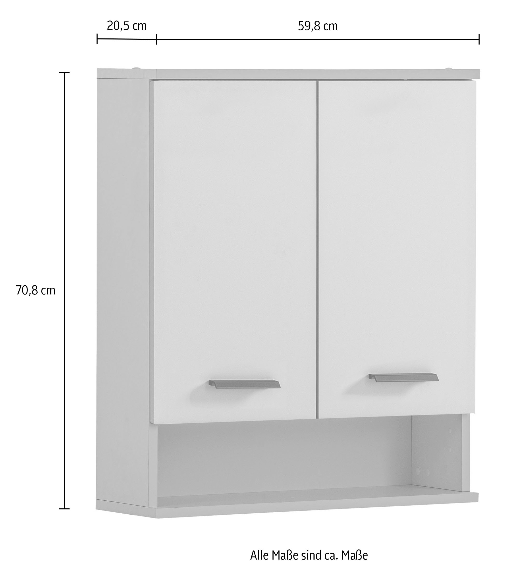 welltime Hängeschrank »Palermo, Breite 59 cm«, 2 Türen, Metallbeschläge