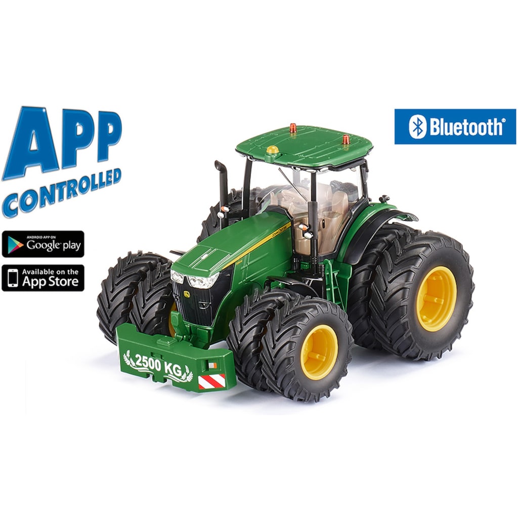 Siku RC-Traktor »SIKU Control, John Deere 7290R mit Doppelreifen (6736)«, inkl. Bluetooth App-Steuerung & Fernsteuermodul; 1:32; mit Licht