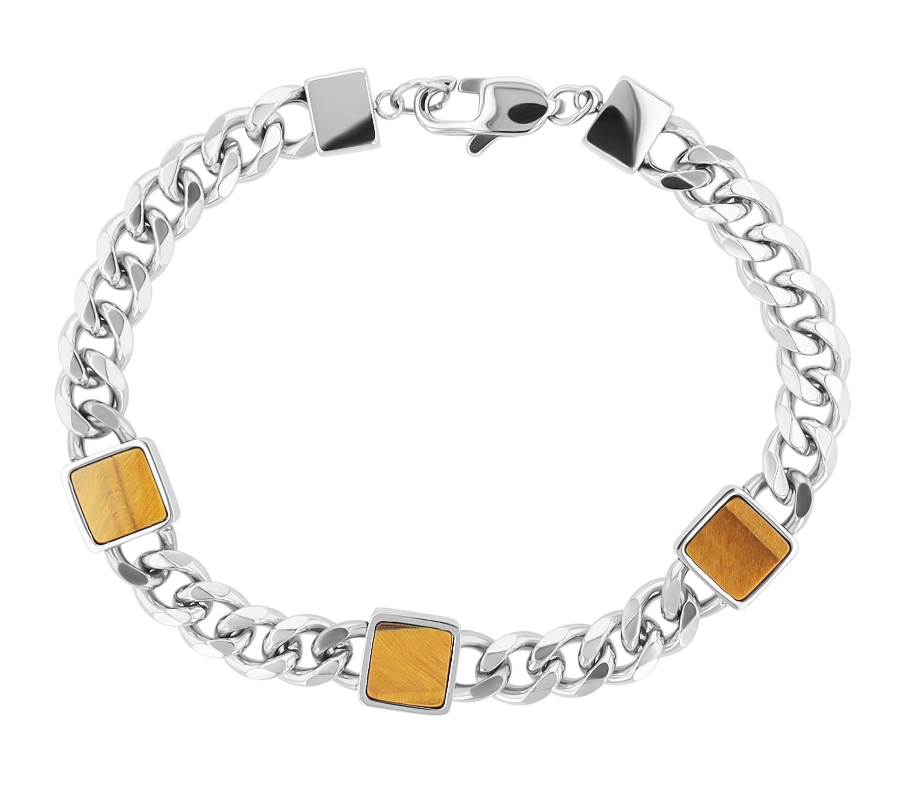 Adelia´s Panzerarmband »Unisex Armband ¿ Panzerarmband aus Edelstahl mit Achat 21,5 cm«