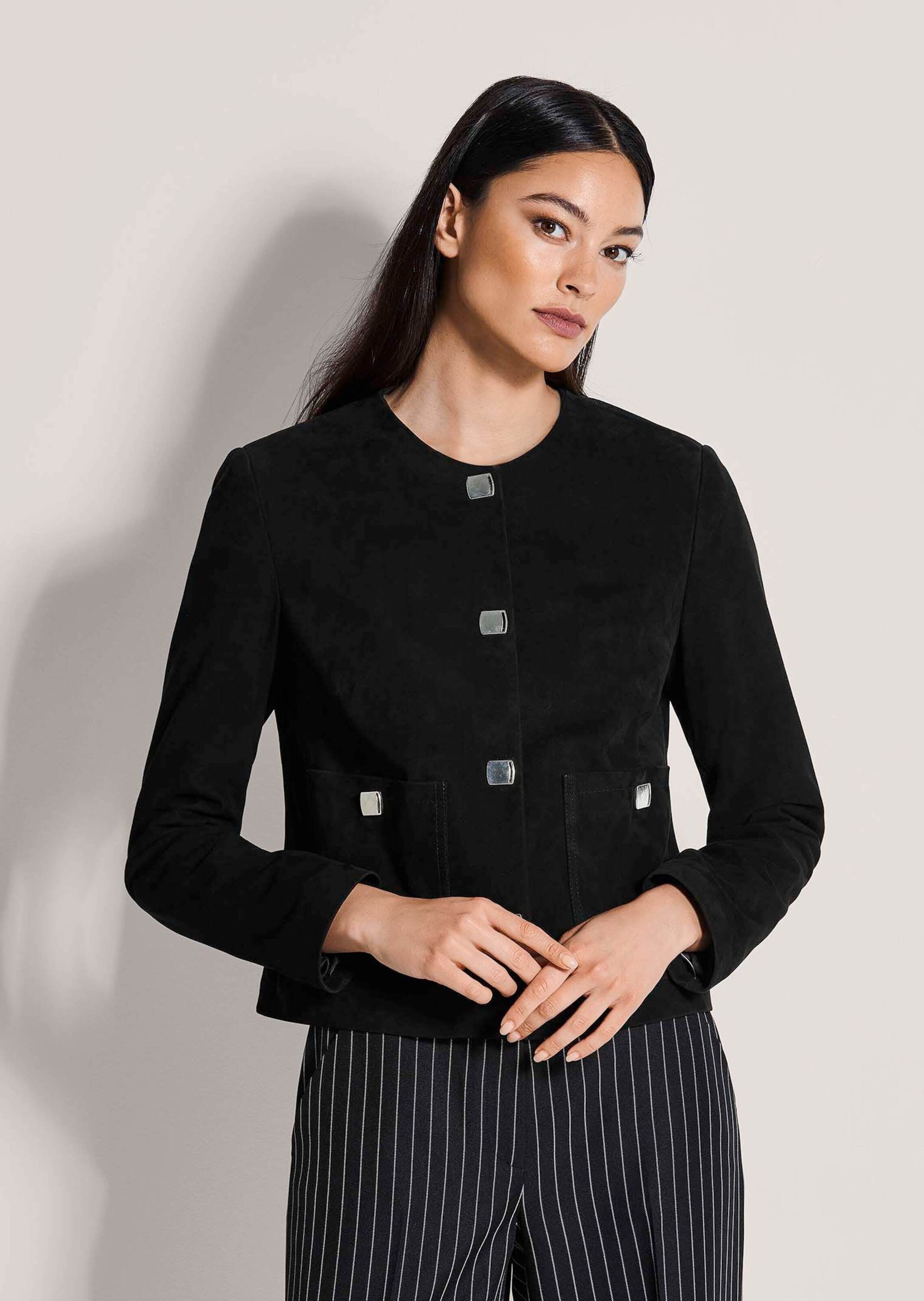 MADELEINE Lederjacke »Lederjacke Kurzjacke mit Schmuckknöpfen« Glänzende Schmuckknöpfe