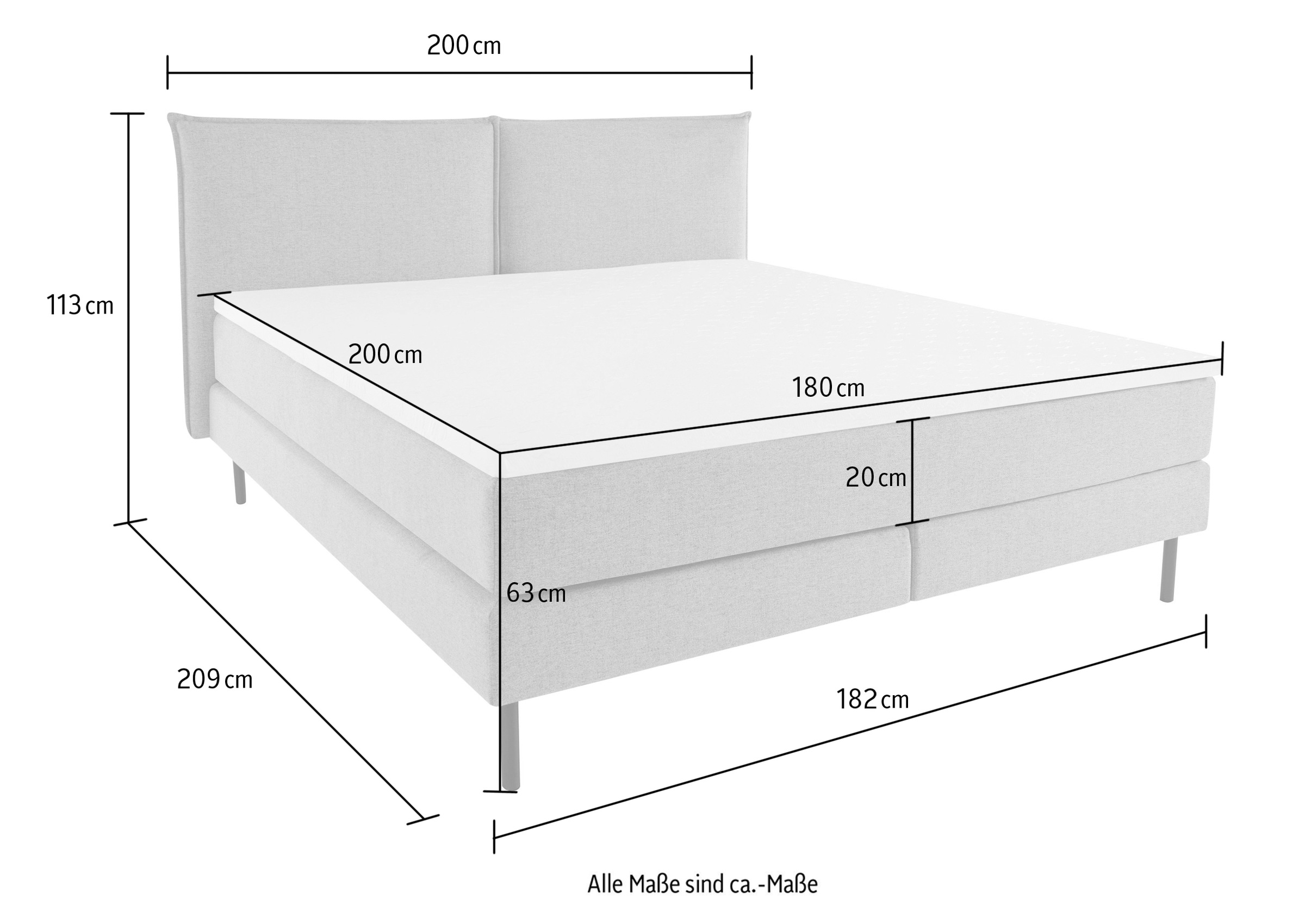 LeGer Home by Lena Gercke Bett »ERIK Boxbett mit Bonnell-/Taschen-Federkernmatratze, Breite 160/180cm« wahlweise Härtegrad der Matratze H2/H3/H4, Polsterbett mit/ohne Topper