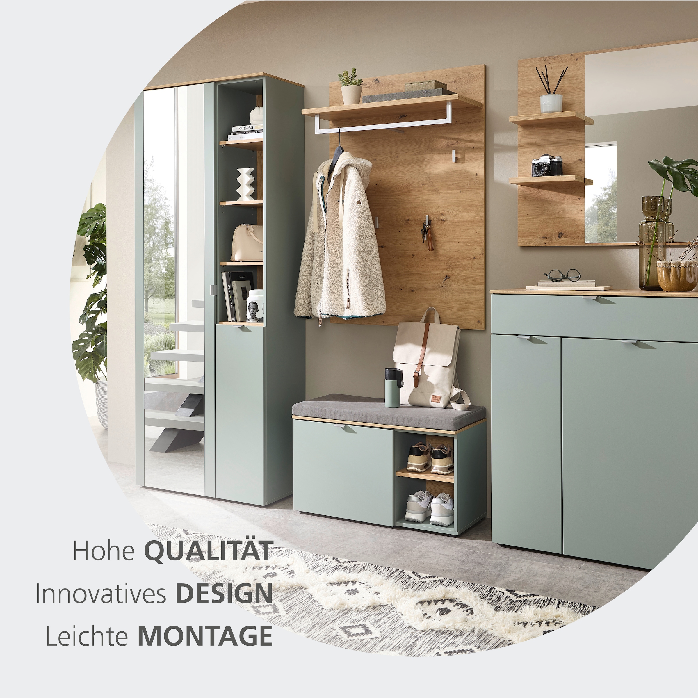 Innostyle Schuhschrank »Bari Schuhbank inkl. Sitzkissen, BxHxT 78x50x38 cm« 1 Stk. tlg. 1 türig, 4 Fächer, Softclose, ABS Kantenschutz