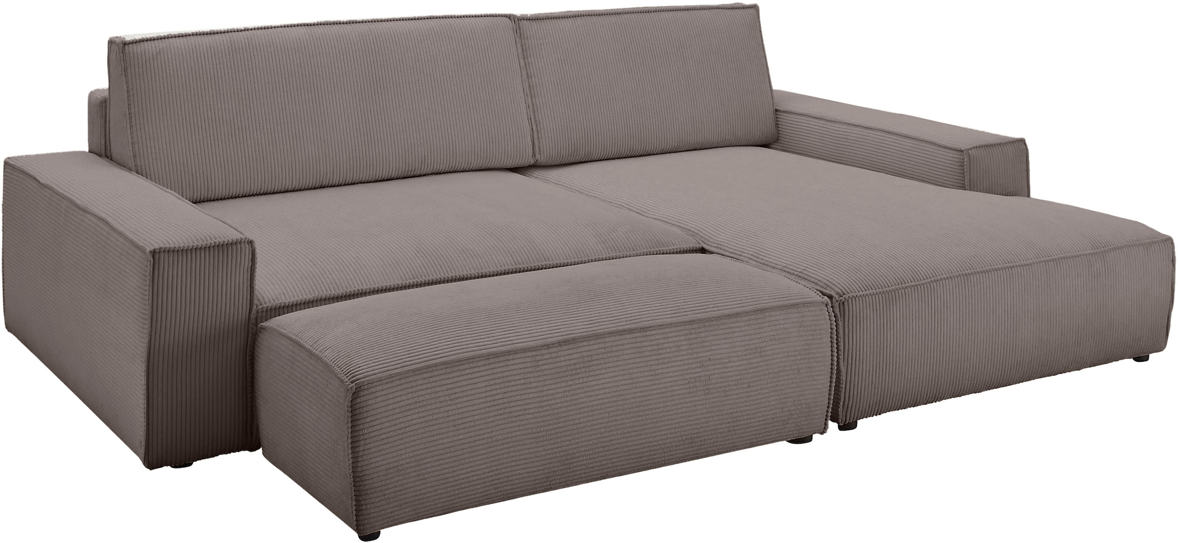 Home affaire Polsterecke »NEU: SHERWOOD XXL tief, L-Form mit Schlaffunktion, Big-Sofa mit Hocker«, (Set, 2 St.), stellbar zum Schlafsofa (Krokodilverbinder), Cord, Leinenoptik