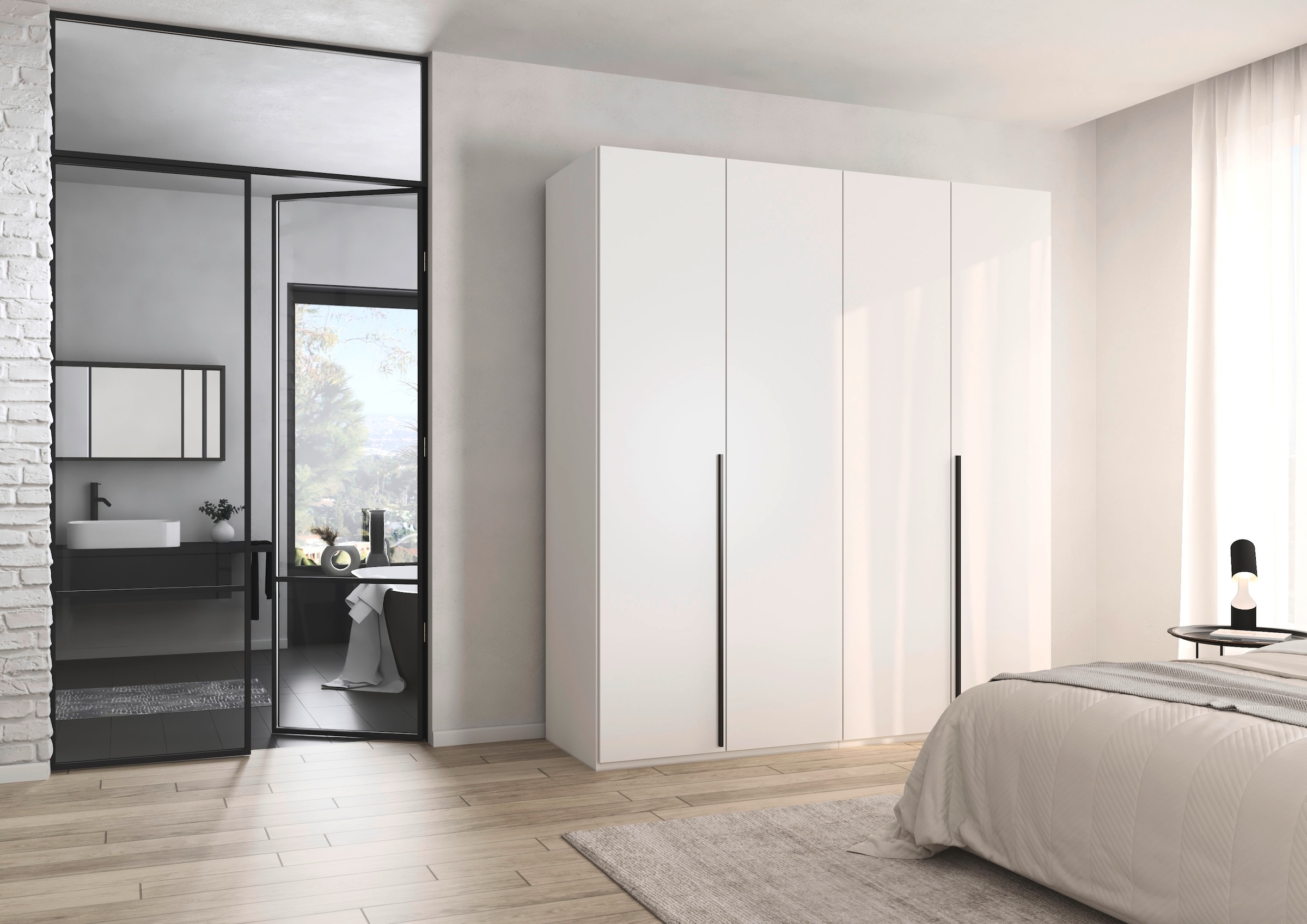 rauch Drehtürenschrank »Kleiderschrank Schrank Garderobe Wäscheschrank BESTSELLER MONTCLAR« 3 Ausstattungen BASIC/CLASSIC/PREMIUM (SOFT-CLOSE), Breiten 201-400 cm,  Front in Glas/Hochglanz/Dekor/Grauspiegel in 5 Breiten MADE IN GERMANY