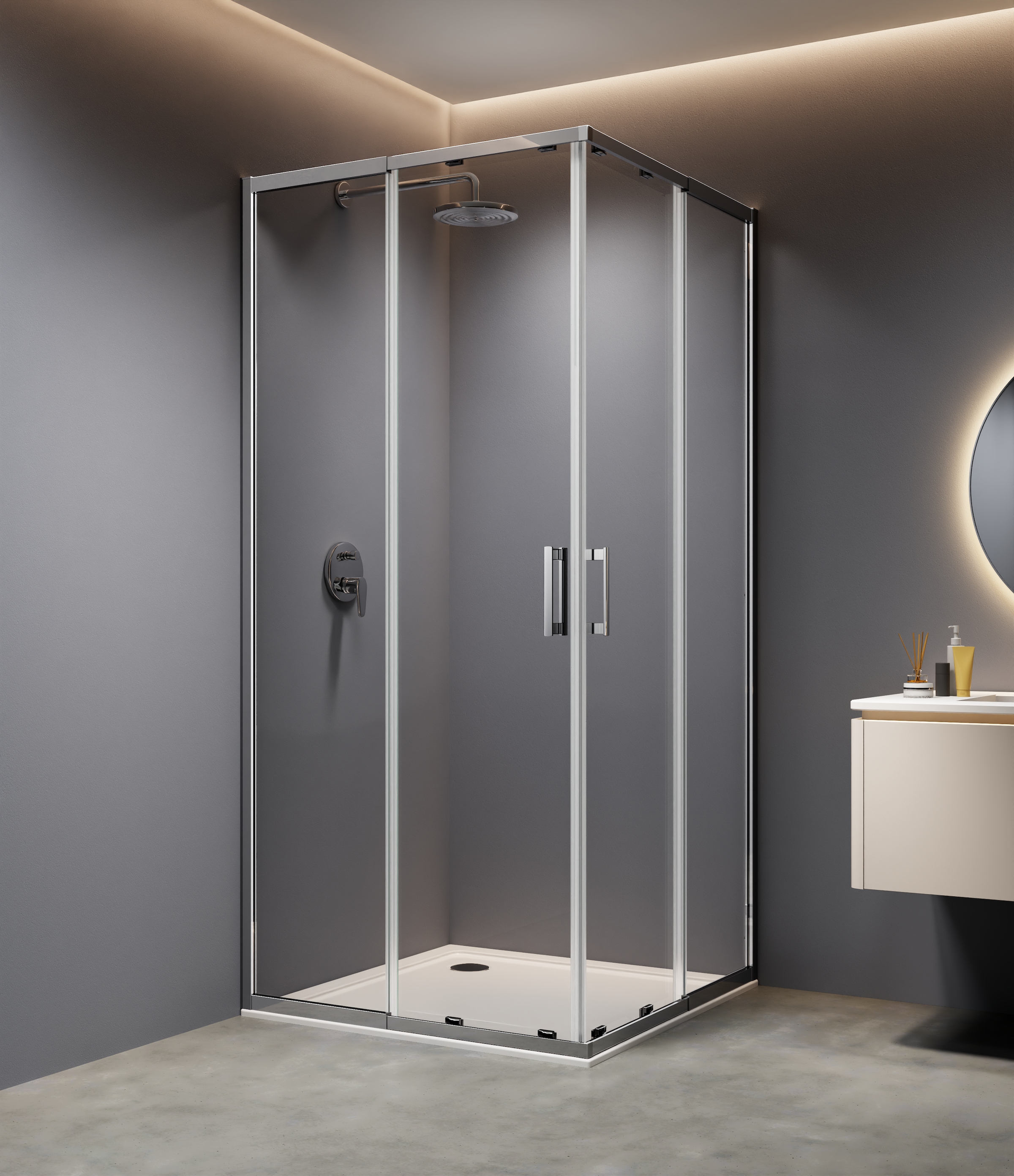 welltime Eckdusche »Trento Slimline« Eckdusche mit Profil in schmalem Design und robustem Rollensystem