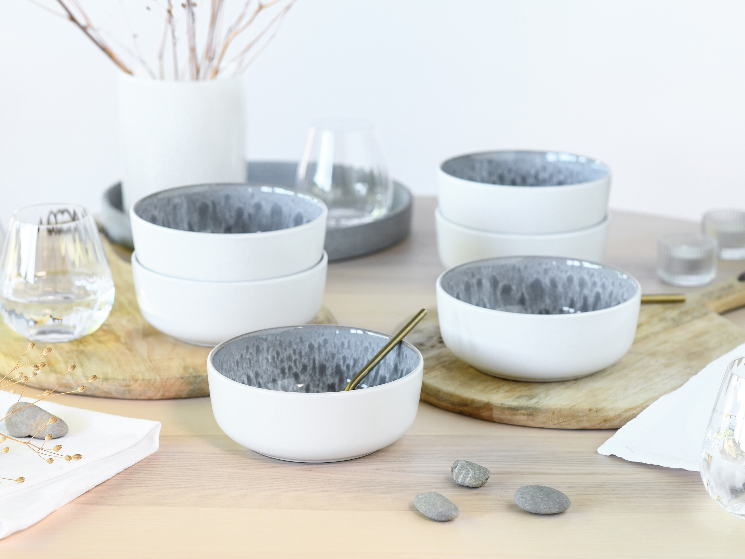 OTTO home Müslischale »modernes Schüssel-Set Lykk, Geschirr-Set, Bowl« 6 Stk. aus Steinzeug hohe Haltbarkeit, spülmaschinen- & mikrowellengeeignet, Reaktivglasur