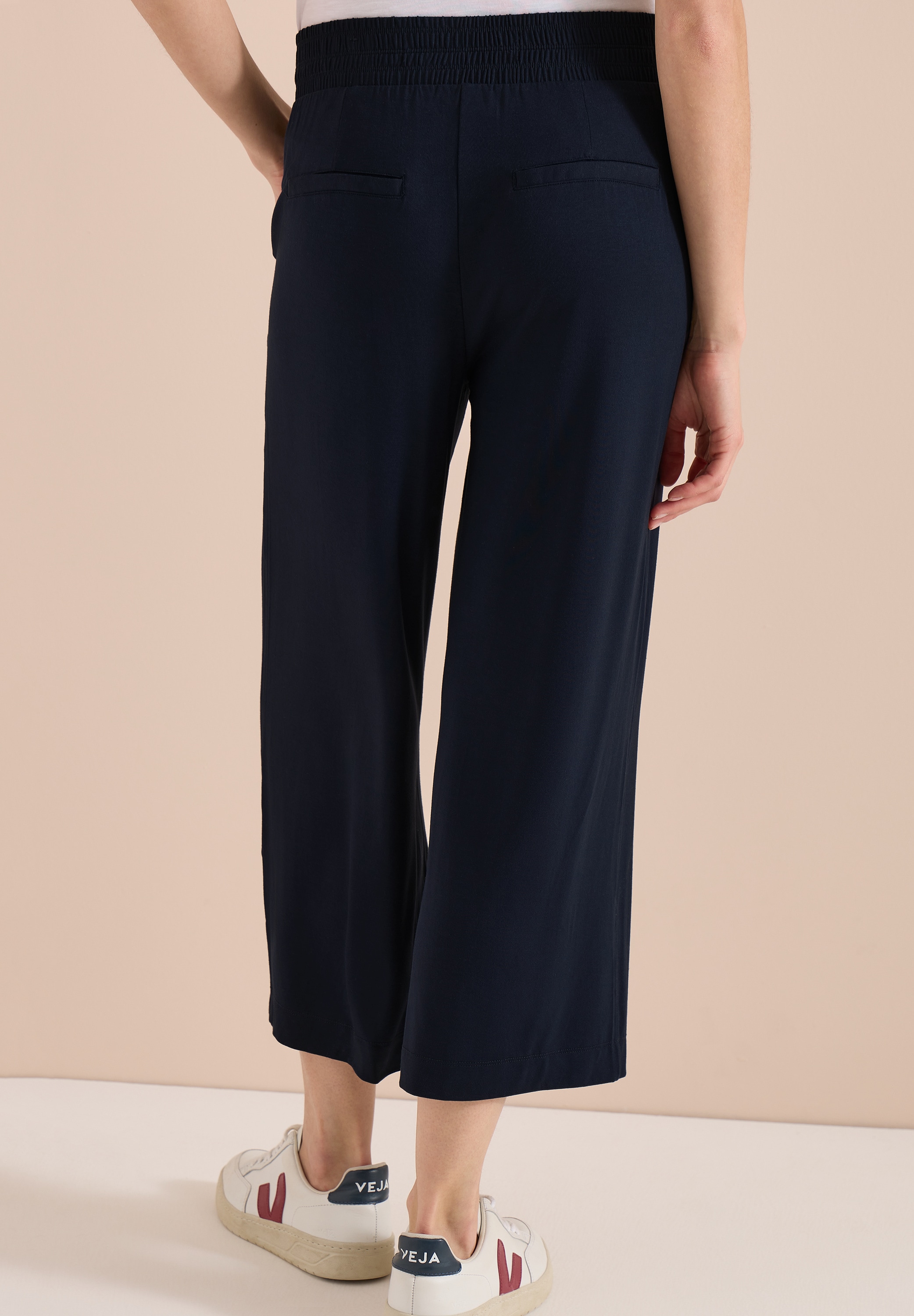 Cecil Jerseyhose  mit elastischem Schlupfbund, High-Waist, Wide Leg
