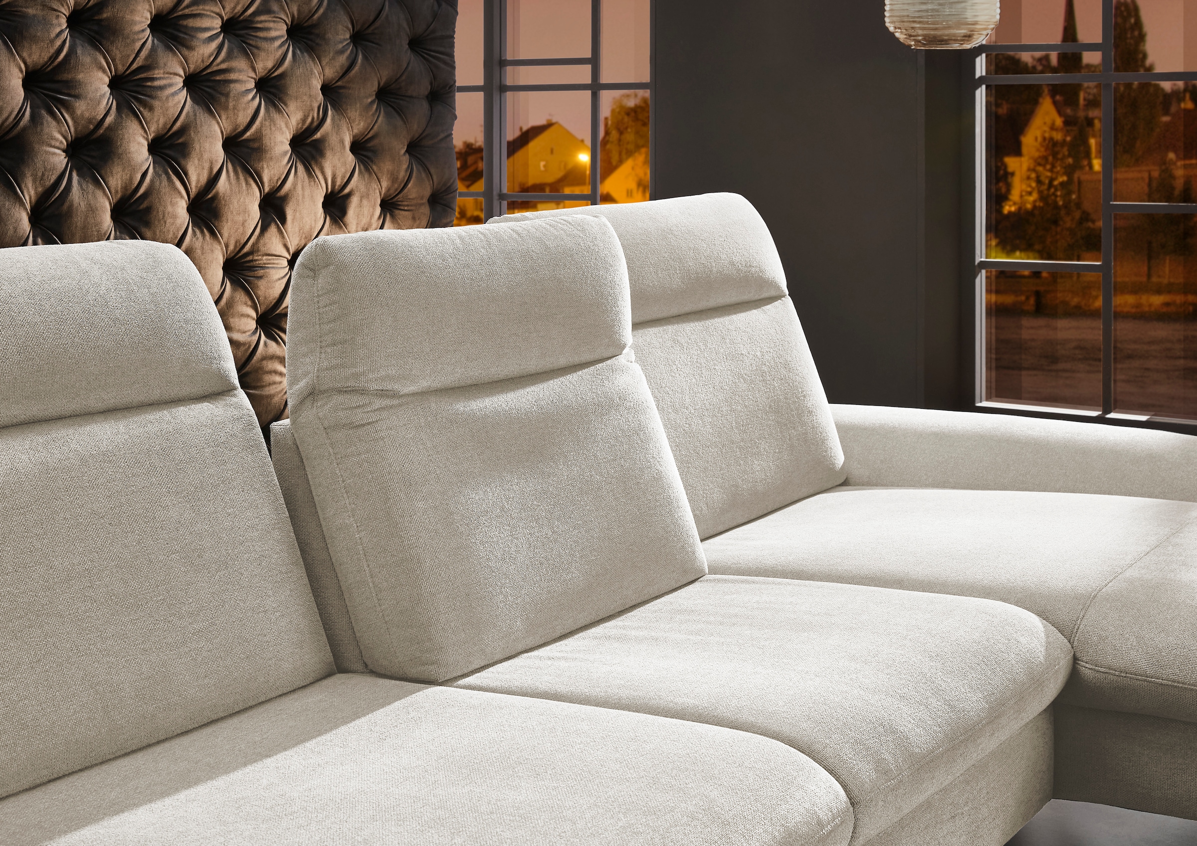 HUKLA Ecksofa »HU-HP22156 L-Form«, inkl. Kopfpolsterverstellung, optional mit Sitztiefenverstellung