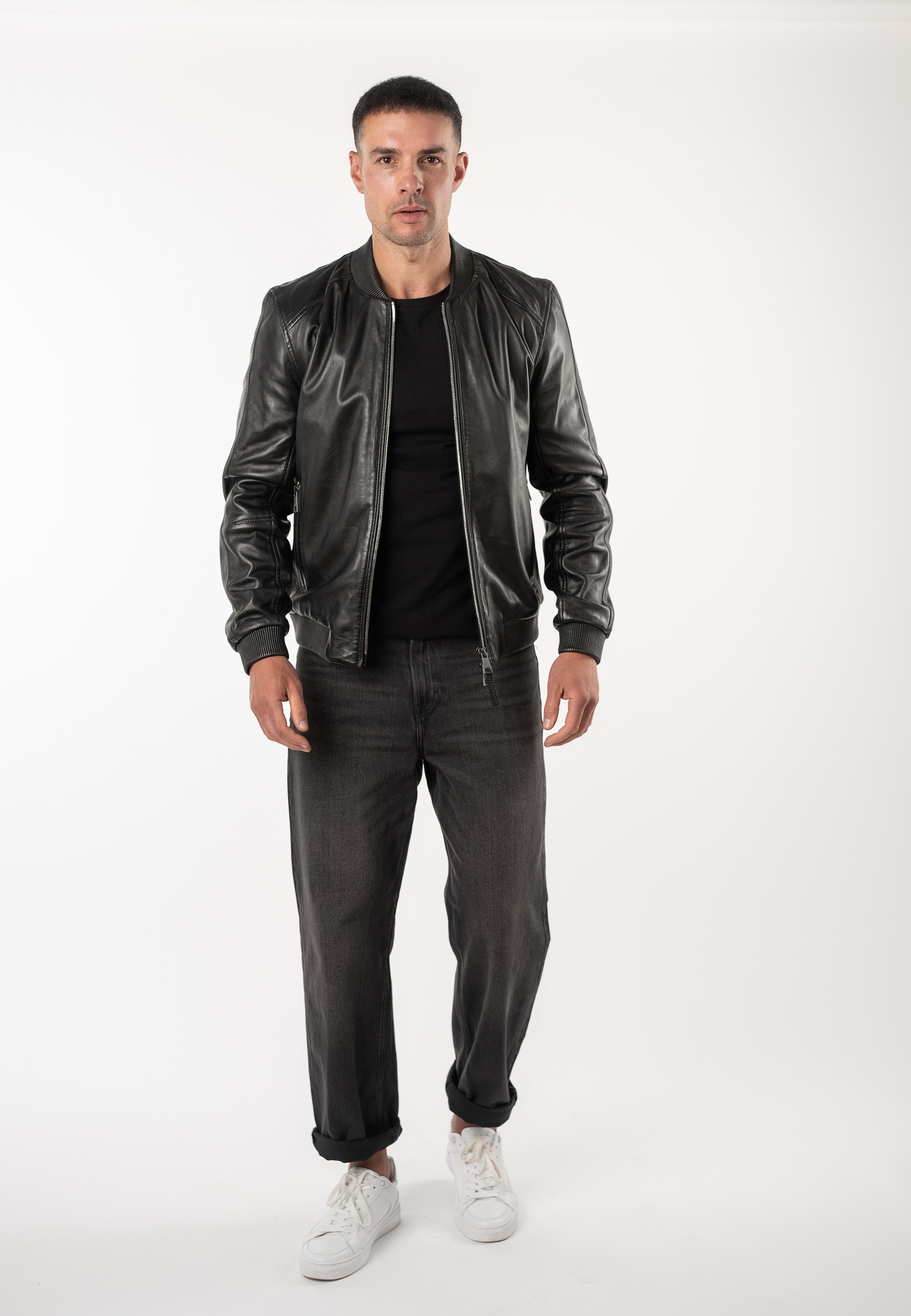 Mauritius Lederjacke »MMGlashy« Blouson mit gerippten Details