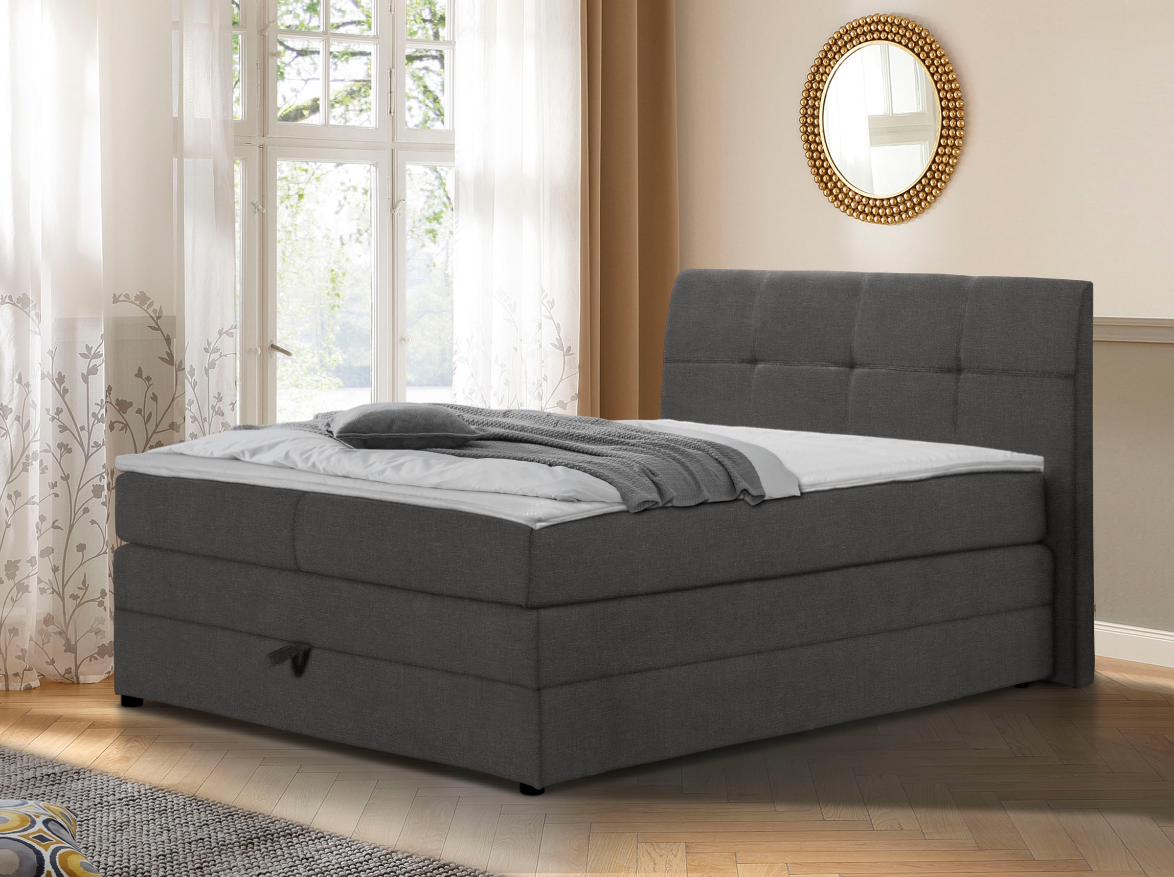 Home affaire Boxspringbett »Finja«, besonders komfortable Liegehöhe, mit praktischem Bettkasten