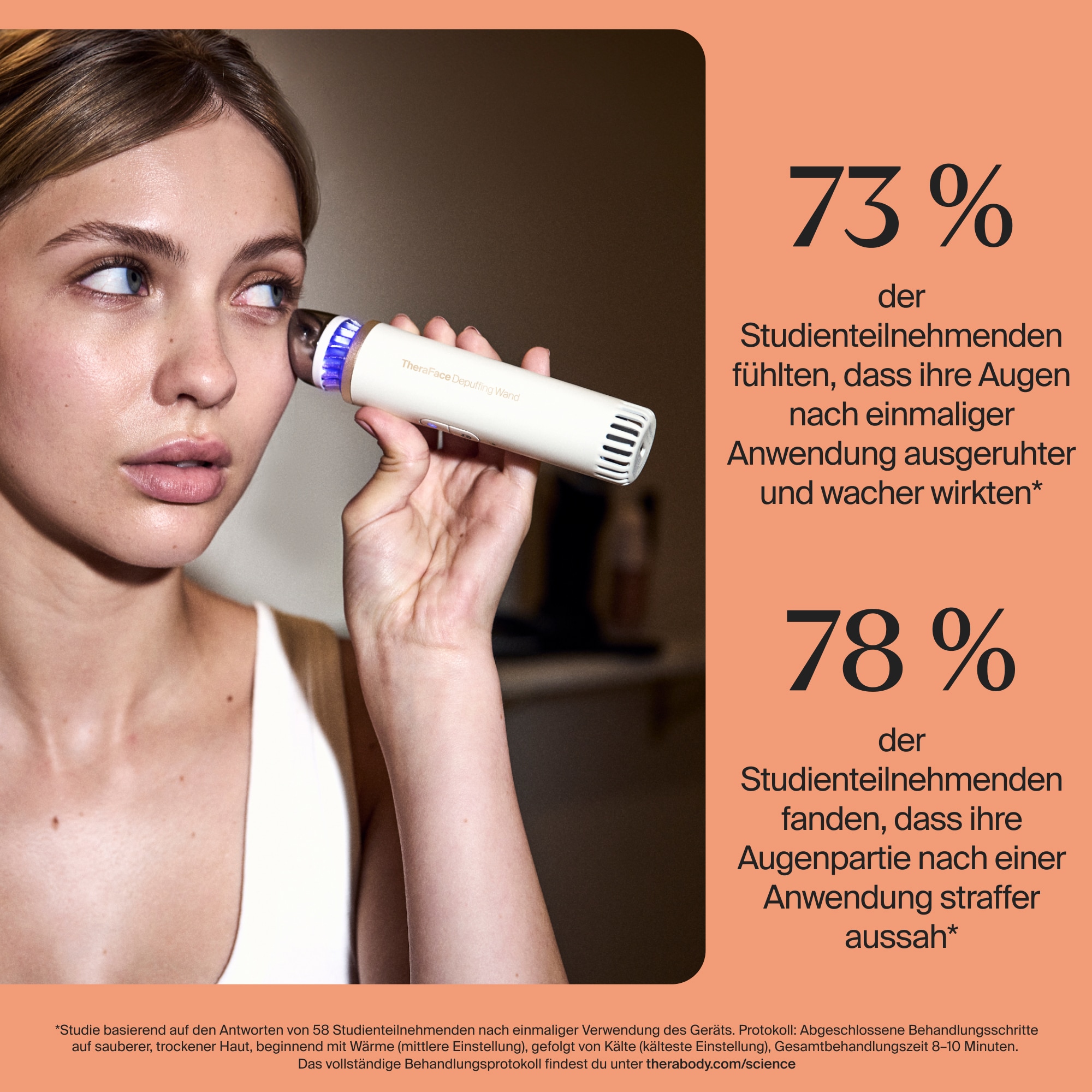 Therabody Anti-Aging-Gerät »Theraface Depuffing Wand Kälte- und Wärmebehandlungen für das Gesicht«, Verbessert die Strahlkraft, reduziert Augenringe und Schwellungen
