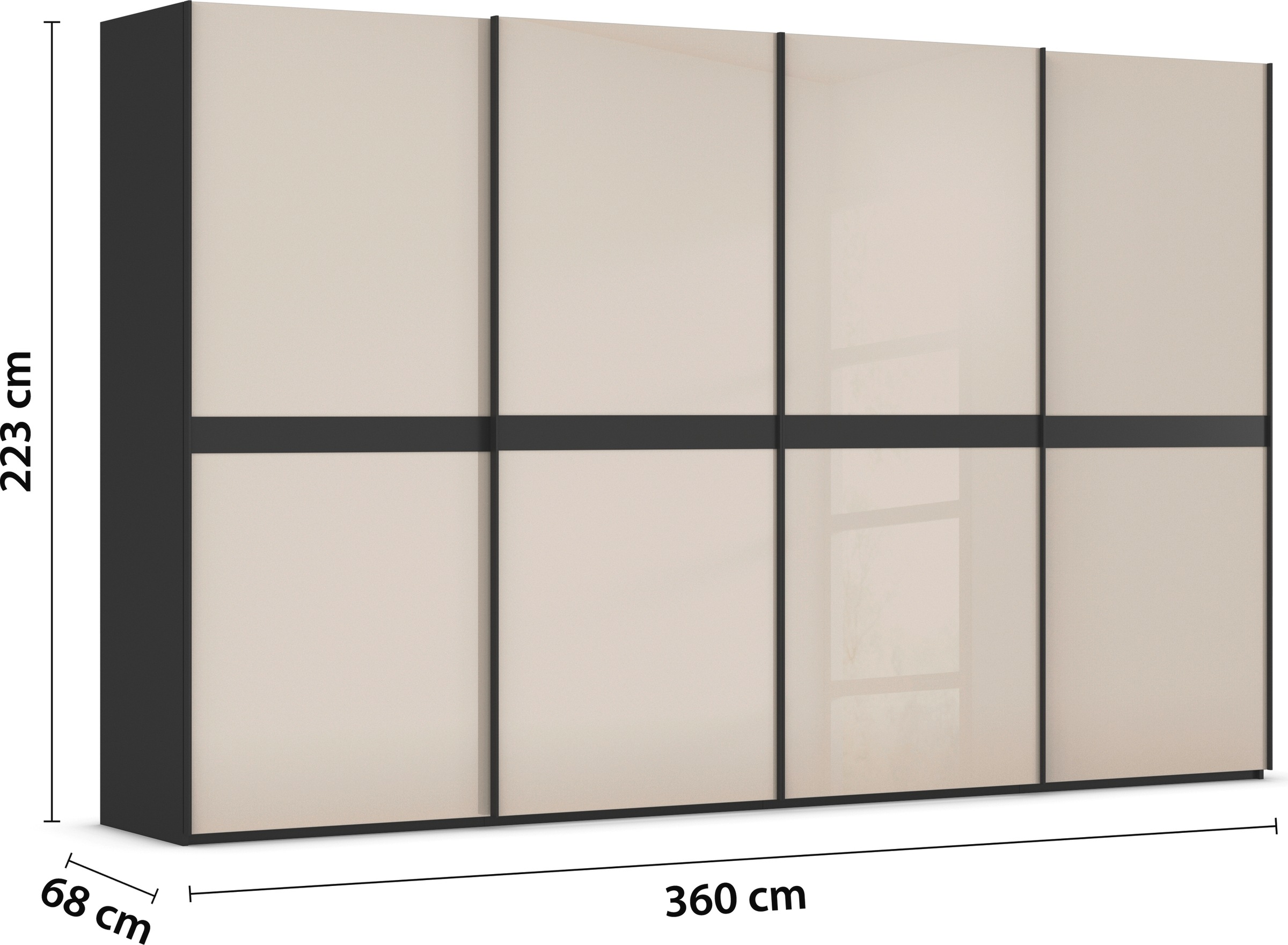 rauch Schwebetürenschrank »Kleiderschrank Schrank Garderobe Schlafzimmerschrank SCALE-LINE«, edle Optik mit Bauchbinde in Korpusfarbe mit Glasfront MADE IN GERMANY