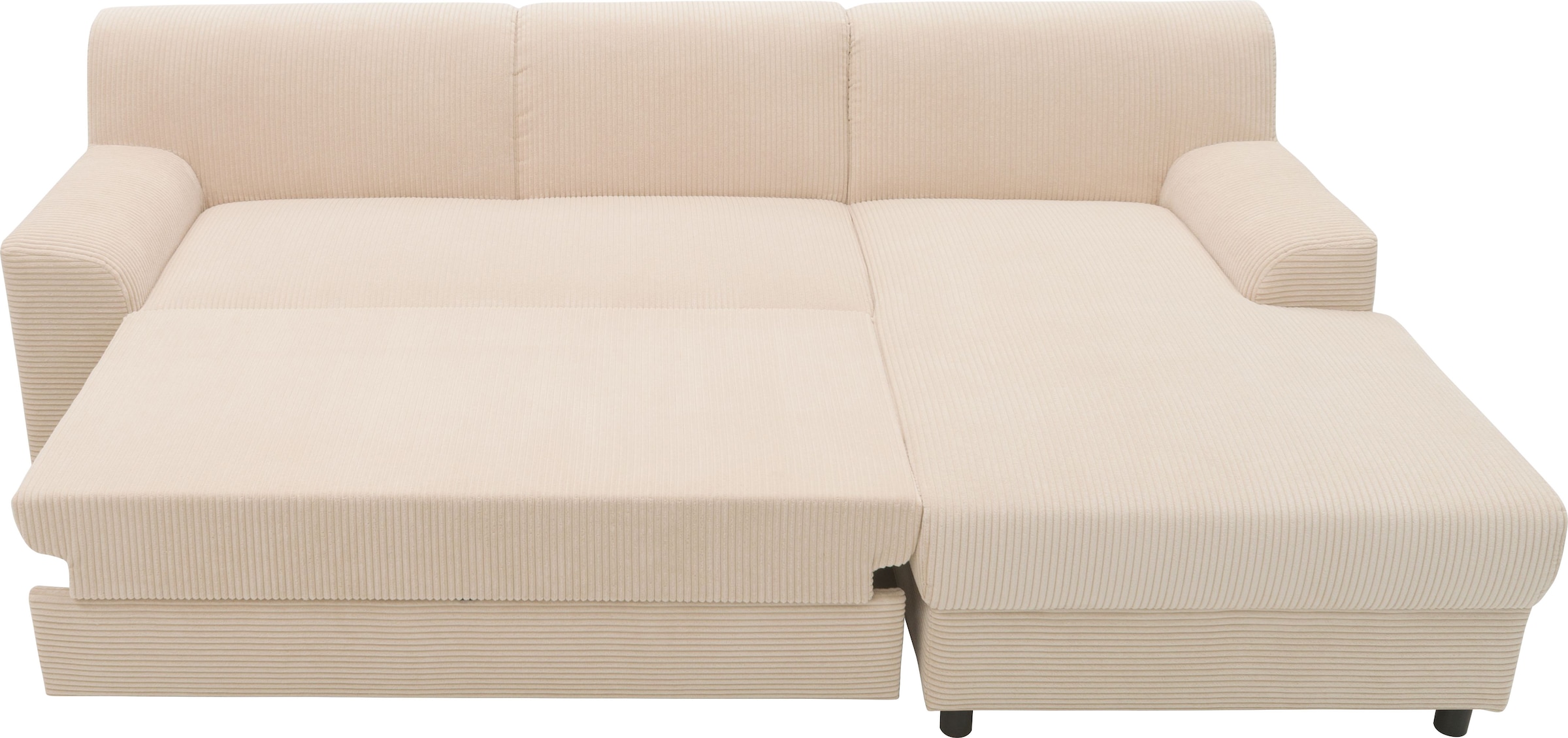 DOMO collection Ecksofa »Turah 2, L-Form, in Cord u. wasserabweisender Microfaser, Federkern«, B/T/H: 241/146/79 cm, incl. Zierkissen, wahlweise mit Bettfunktion