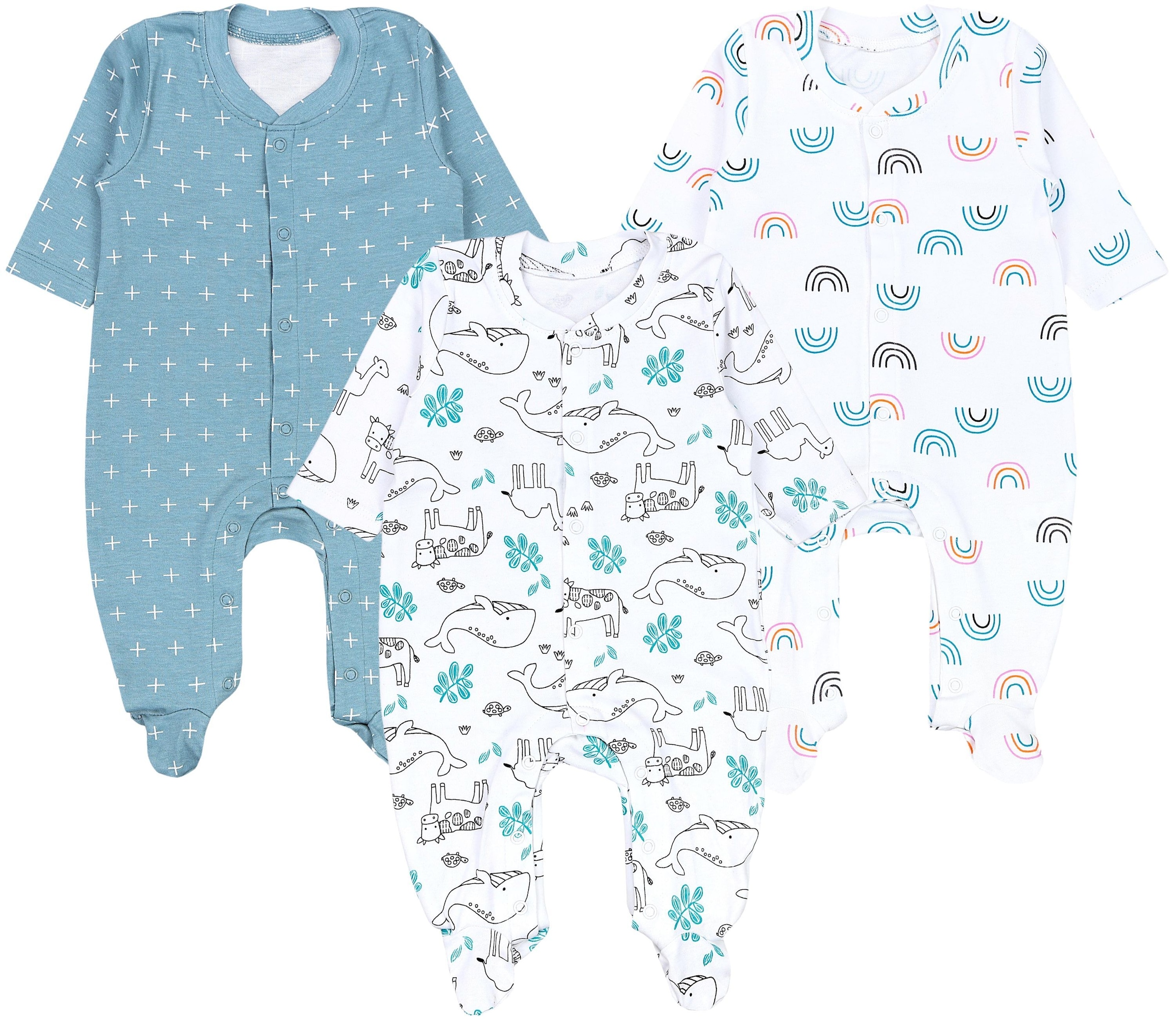 TupTam Strampler »Schlafstrampler Baby Mädchen Schlafstrampler mit Fuß 3er Pack«