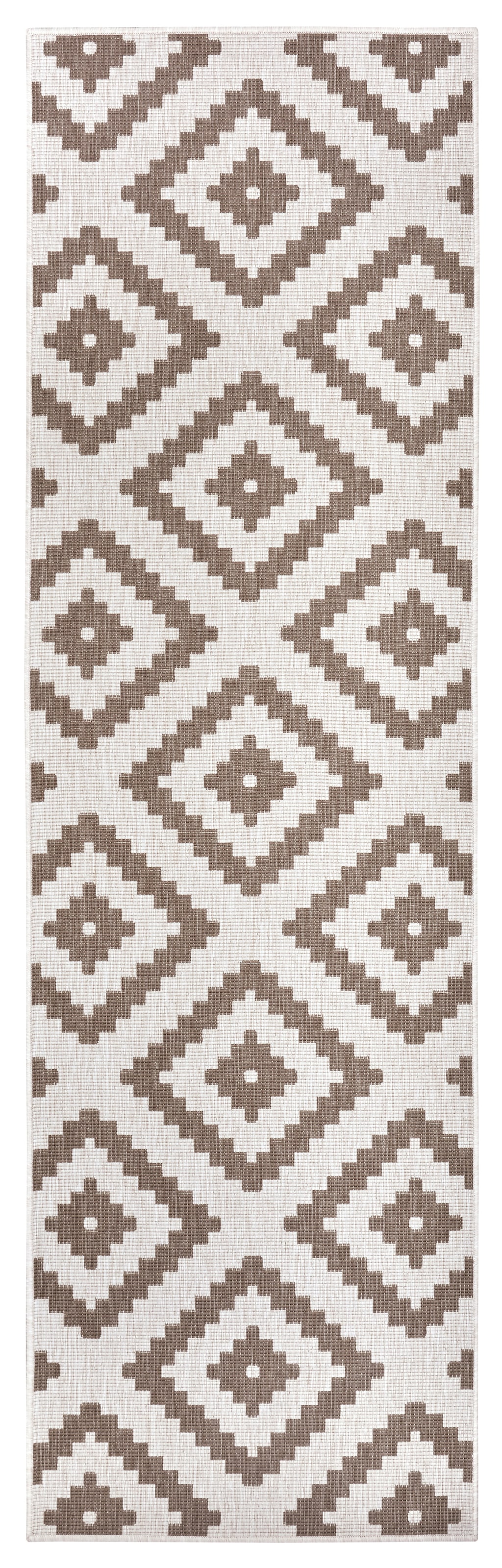 NORTHRUGS Teppich »Malta Wendeteppich«, rechteckig, 5 mm Höhe, In-& Outdoor, Wetterfest, Balkon, Terrasse, Raute, Läufer, Wohnzimmer