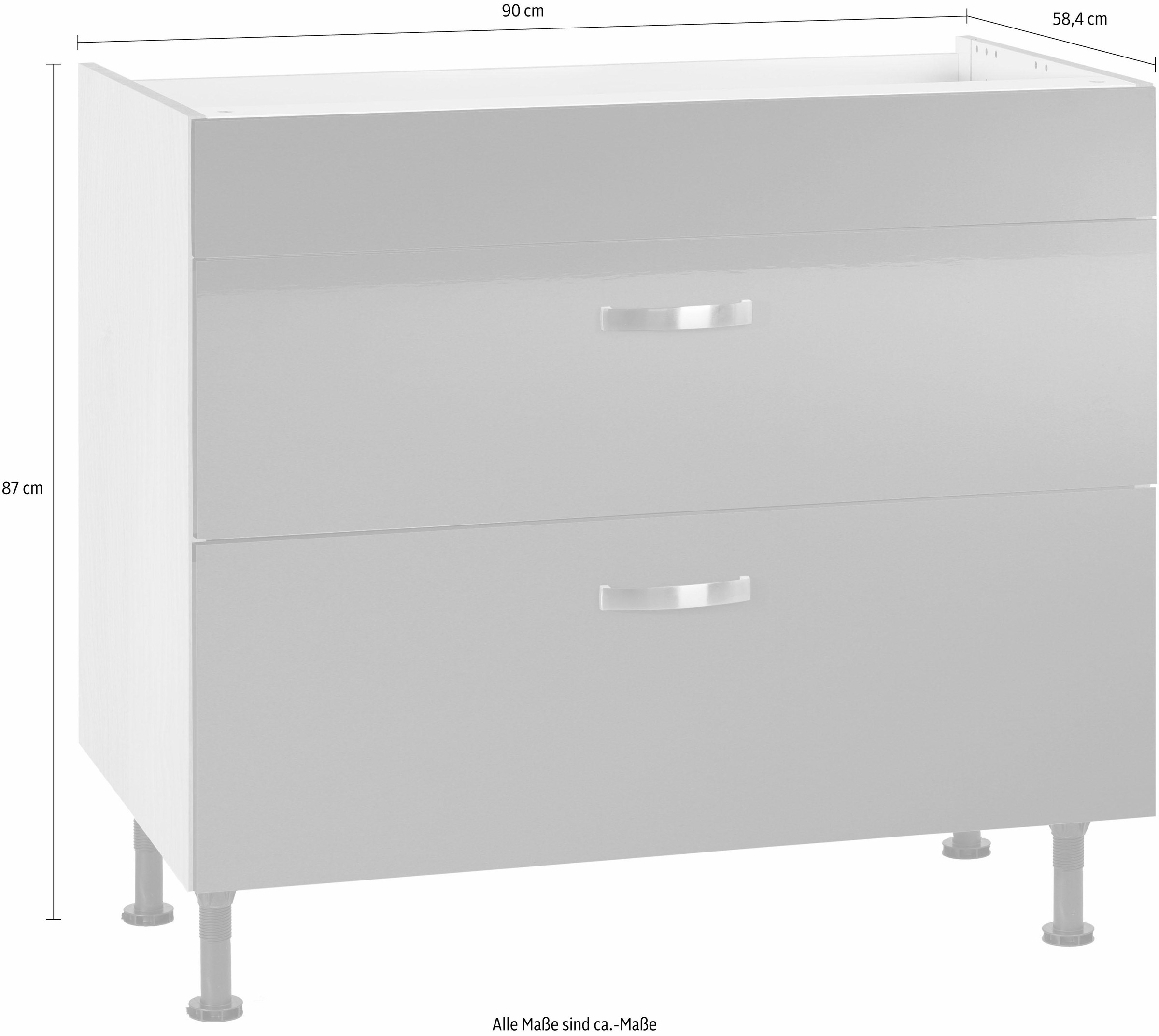 KOCHSTATION Kochfeldumbauschrank »KS-Cara«, Breite 90 cm, mit Vollauszügen und Soft-Close-Funktion