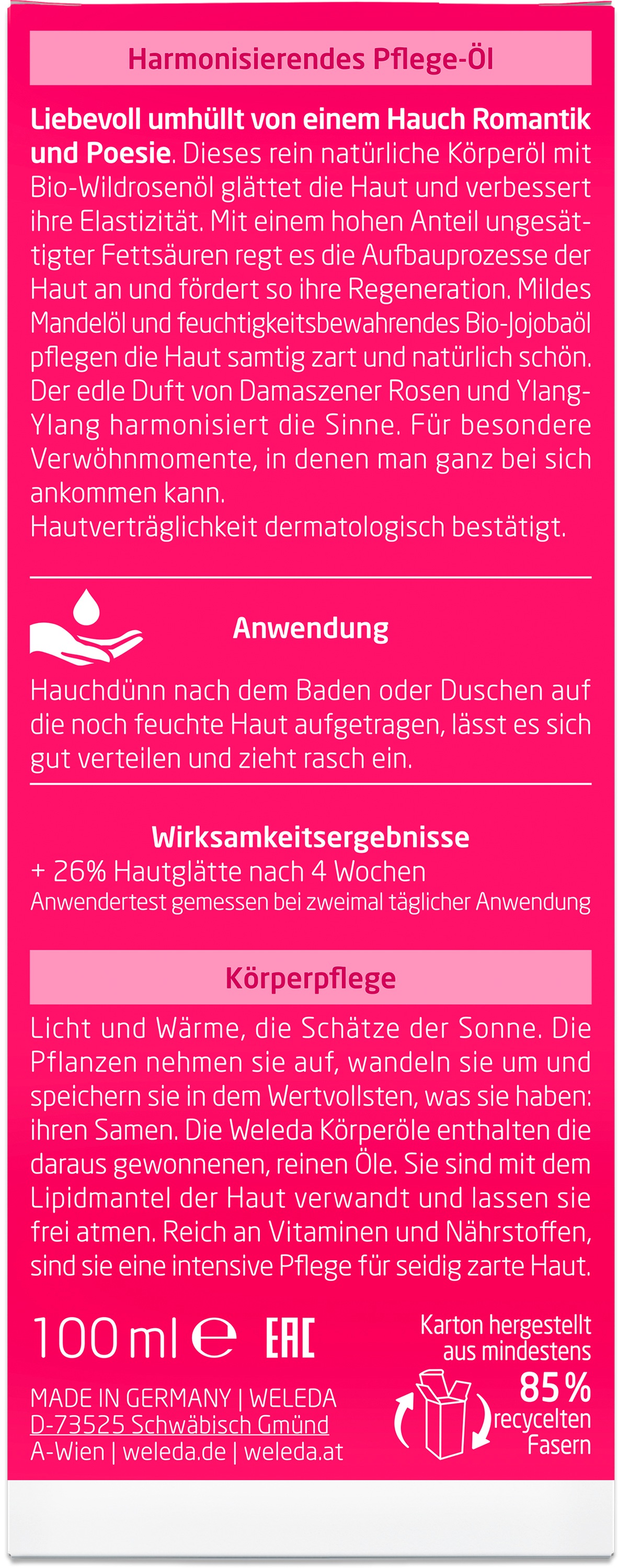 WELEDA Körperöl »Weleda Wildrose Harmonisierendes Pflege-Öl« fördert die Hautregeneration, glättet & verwöhnt alle Hauttypen