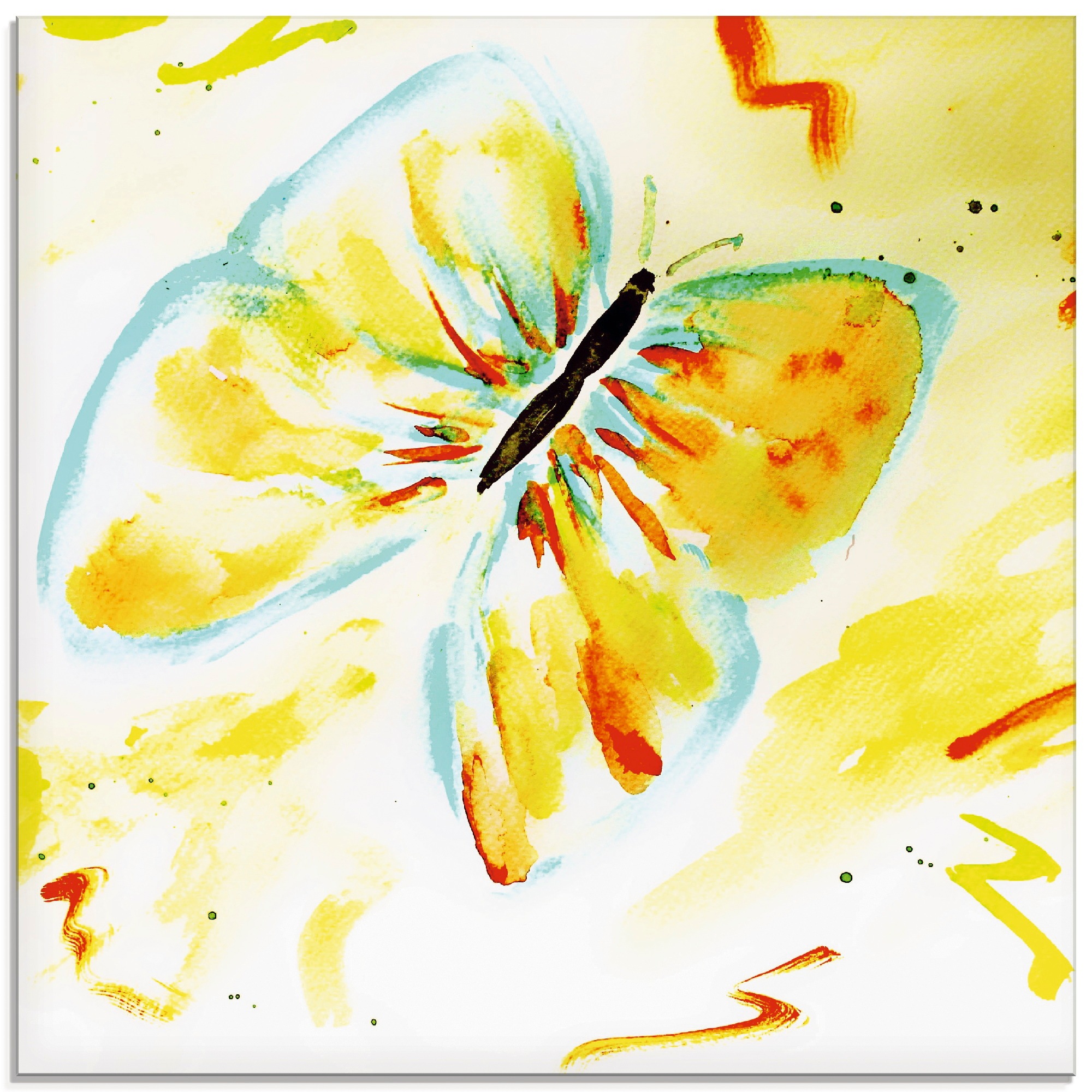 Artland Glasbild »Schmetterling Gelb«, Insekten, (1 St.)