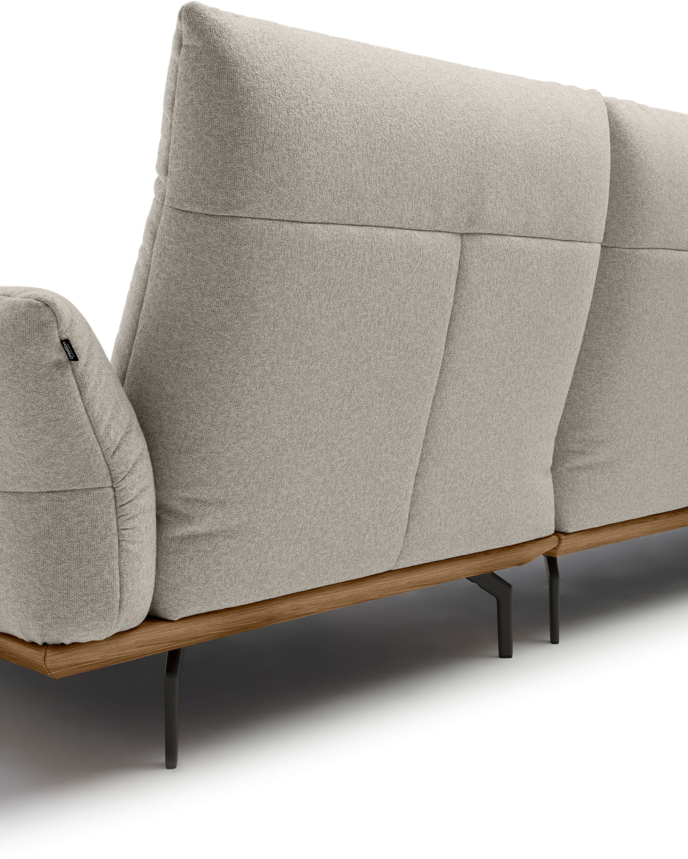 Creation BY ROLF BENZ Ecksofa »CR.460«, Sockel in Nussbaum, Winkelfüße in Umbragrau, Breite 338 cm