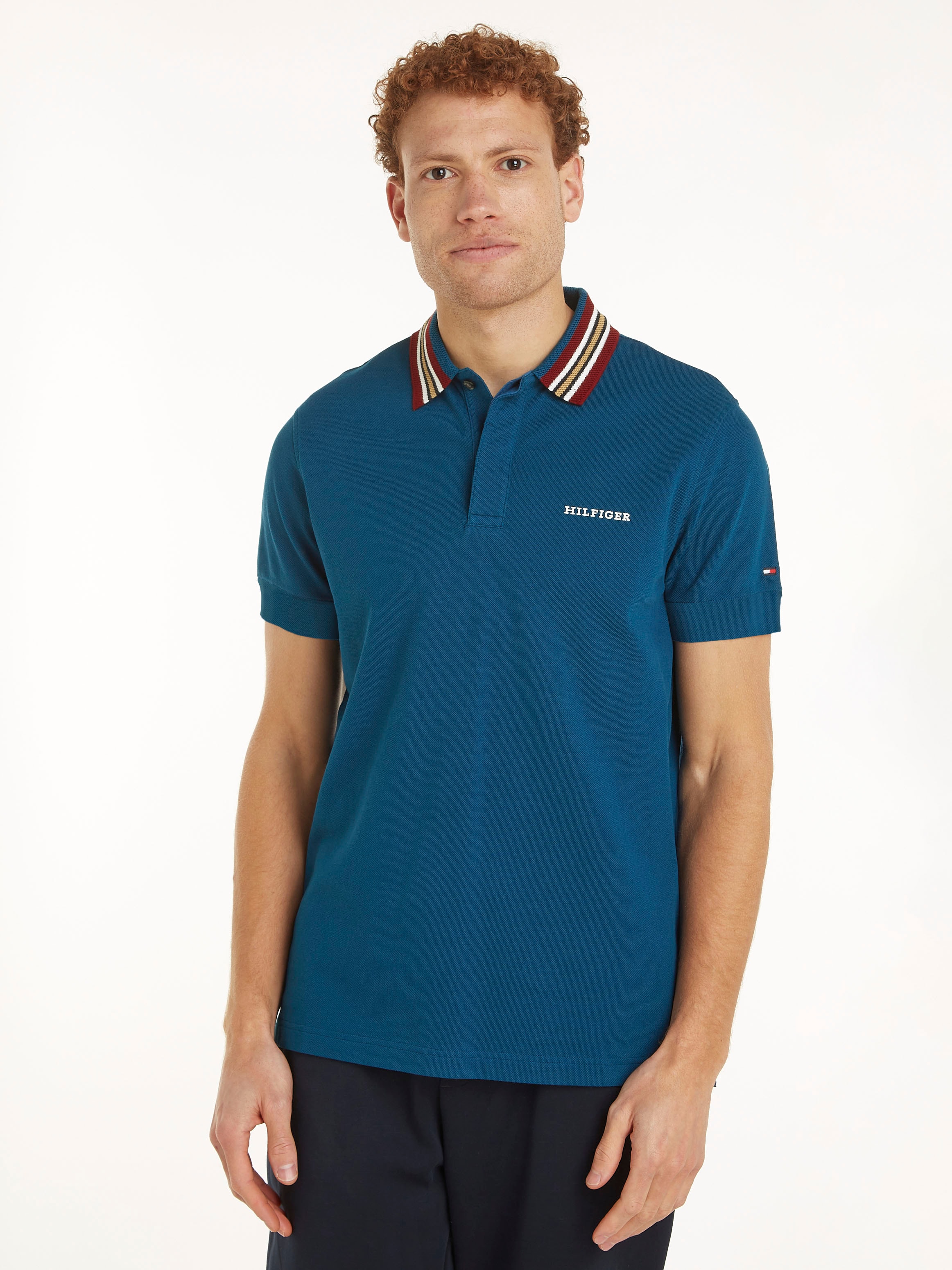 Tommy Hilfiger Poloshirt »GIFTING POLO RWB COLLAR REG POLO«, Streifen an Kragen und Bündchen