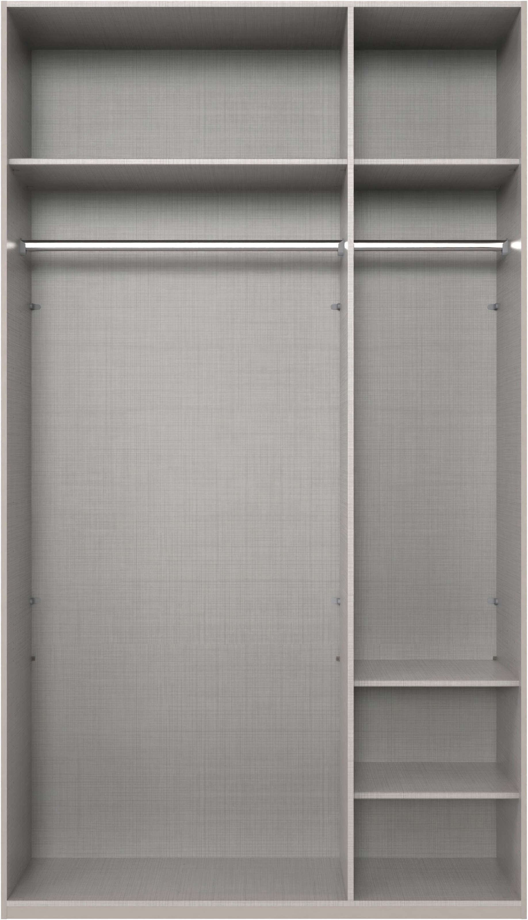 Wimex Kleiderschrank »Mugano, in 5 Breiten und 2 Höhen, Made in Germany«, (in Basic oder Premium Ausstattung mit 2 weiteren Einlegeböden), mit langen Griffstangen aus Metall, wahlweise mit oder ohne Spiegel