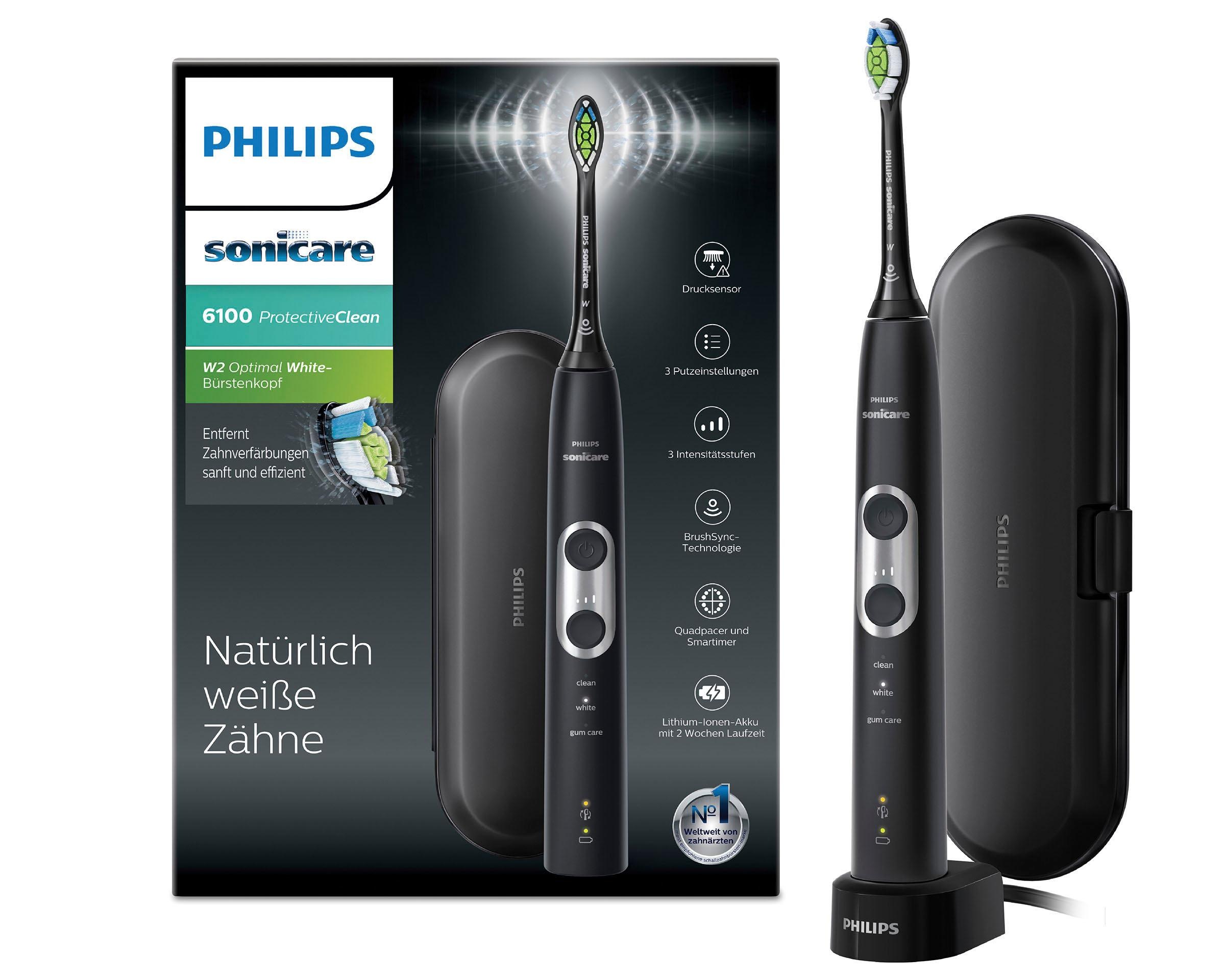 Philips Sonicare Elektrische Zahnbürste »HX6870/53«, 1 St. Aufsteckbürsten, ProtectiveClean 6100, Schallzahnbürste, mit 3 Putzprogrammen inkl. Reiseetui & Ladegerät