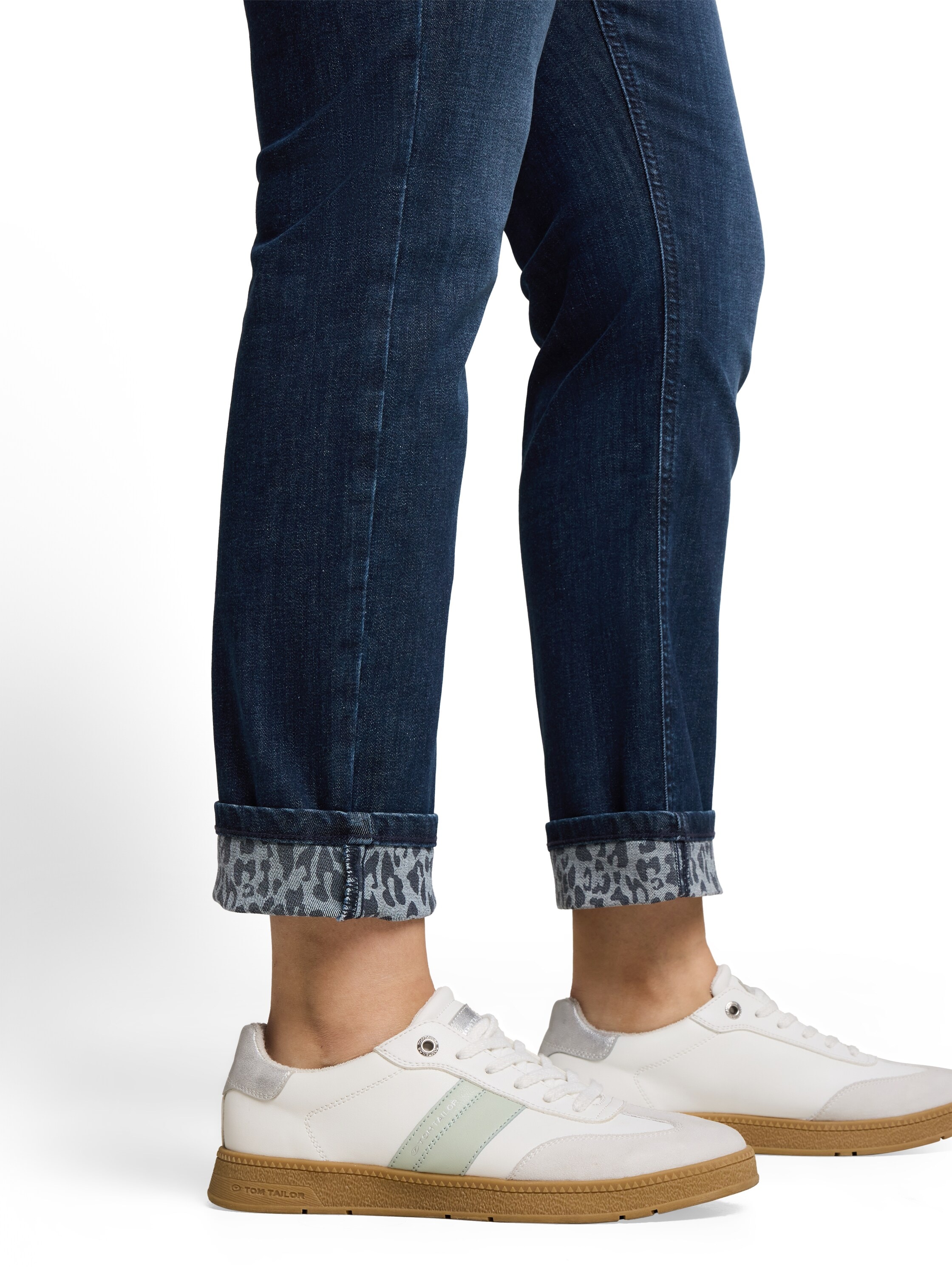 TOM TAILOR PLUS 5-Pocket-Jeans mit Leo-Print auf der Innenseite / Große Größen