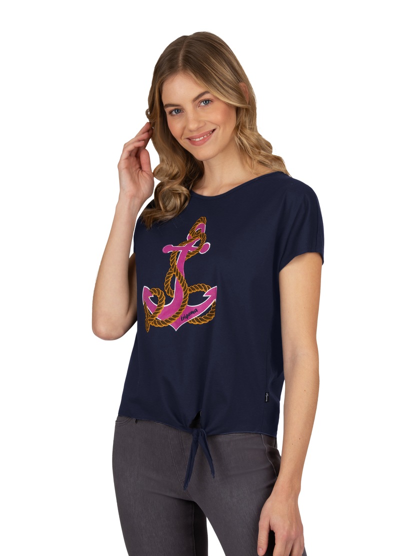 Trigema Print-Shirt, mit Anker-Motiv und Knoten am Saum