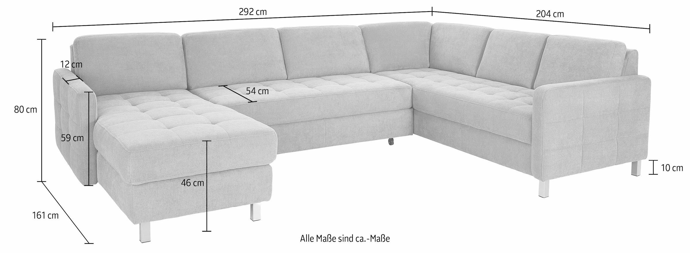 sit&more Wohnlandschaft Pablo U-Form, wahlweise mit Bettfunktion und Bettkasten