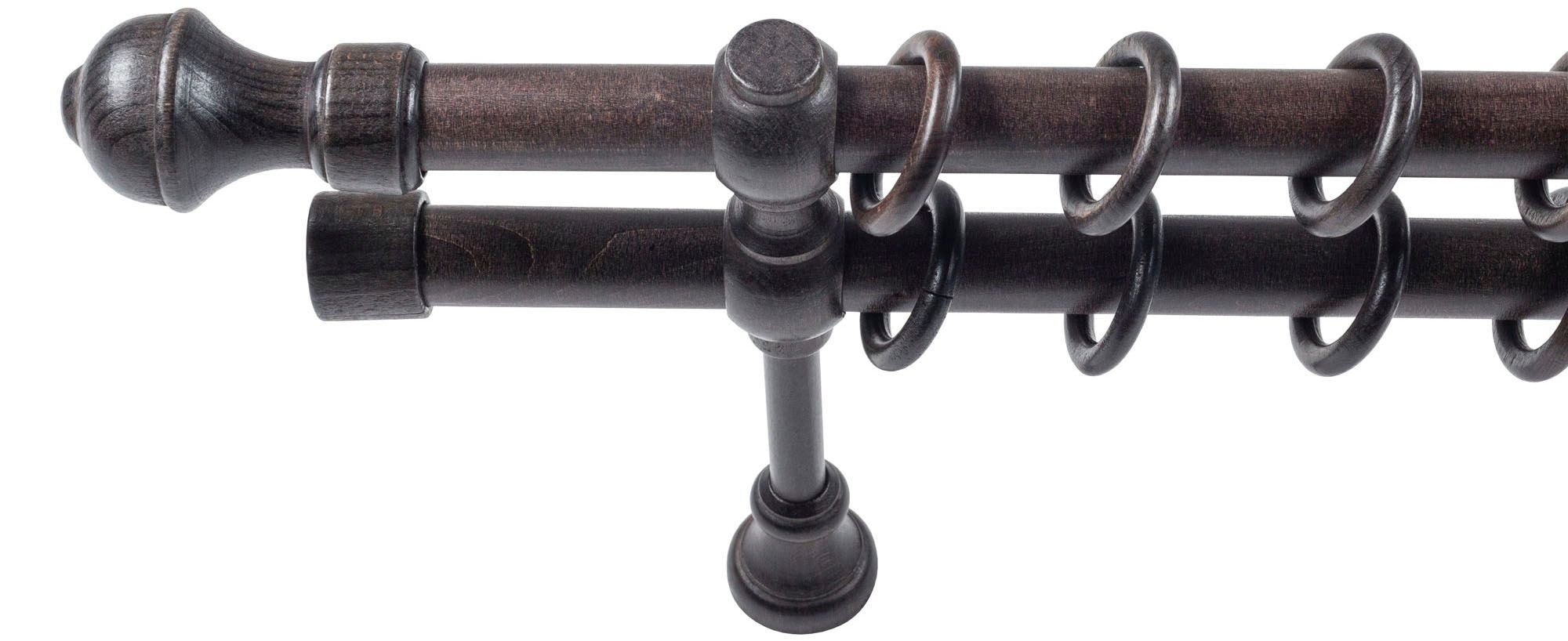 SN DECO GROUP Gardinenstange »Ares« 2 läufig-läufig Fixmaß 28 mm, Holz, verschiedene Längen und Farben, Komplettset