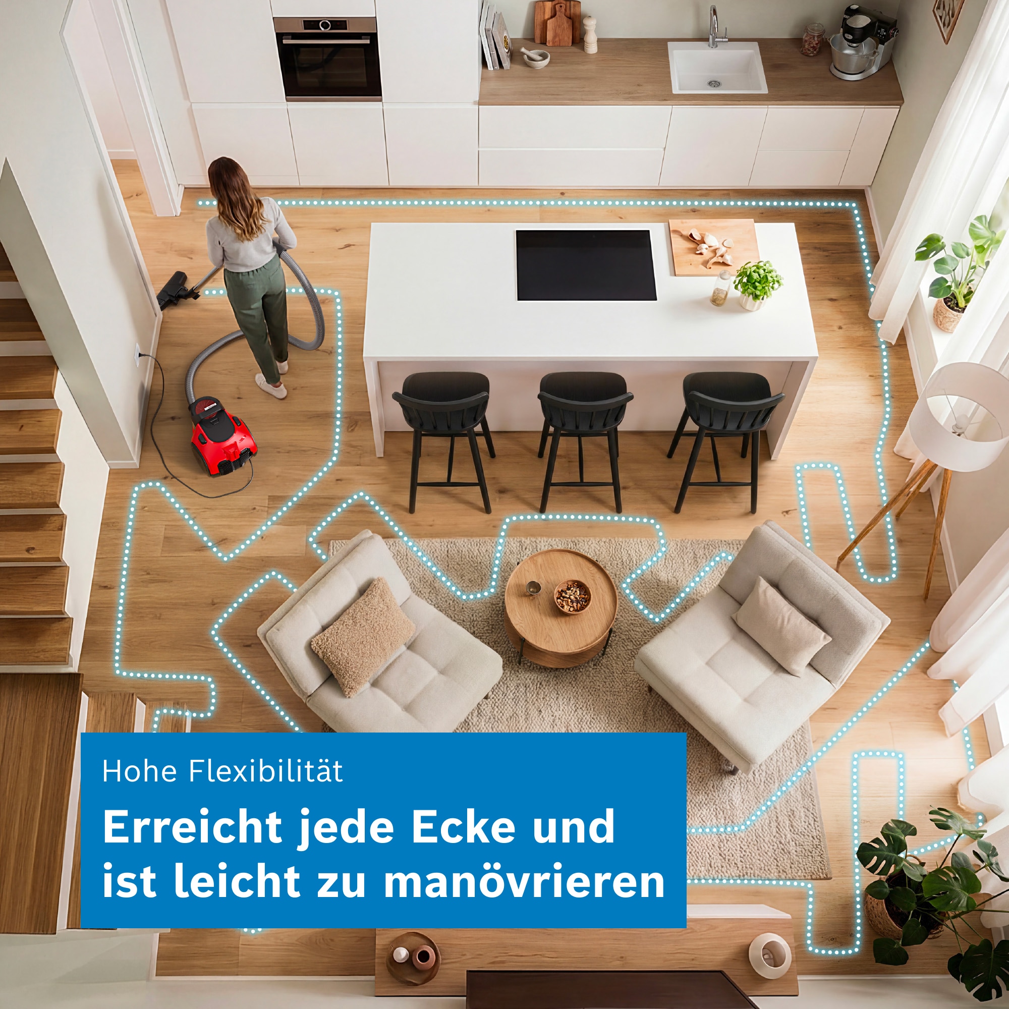 BOSCH Bodenstaubsauger »Serie 2 BGS05LRD2, Hygiene-Filter, kompakt, platzsparend, leicht« 700 W beutellos hohe Saugkraft, 2in1 Möbel- und Fugendüse, Polsterdüse, 700 W, rot