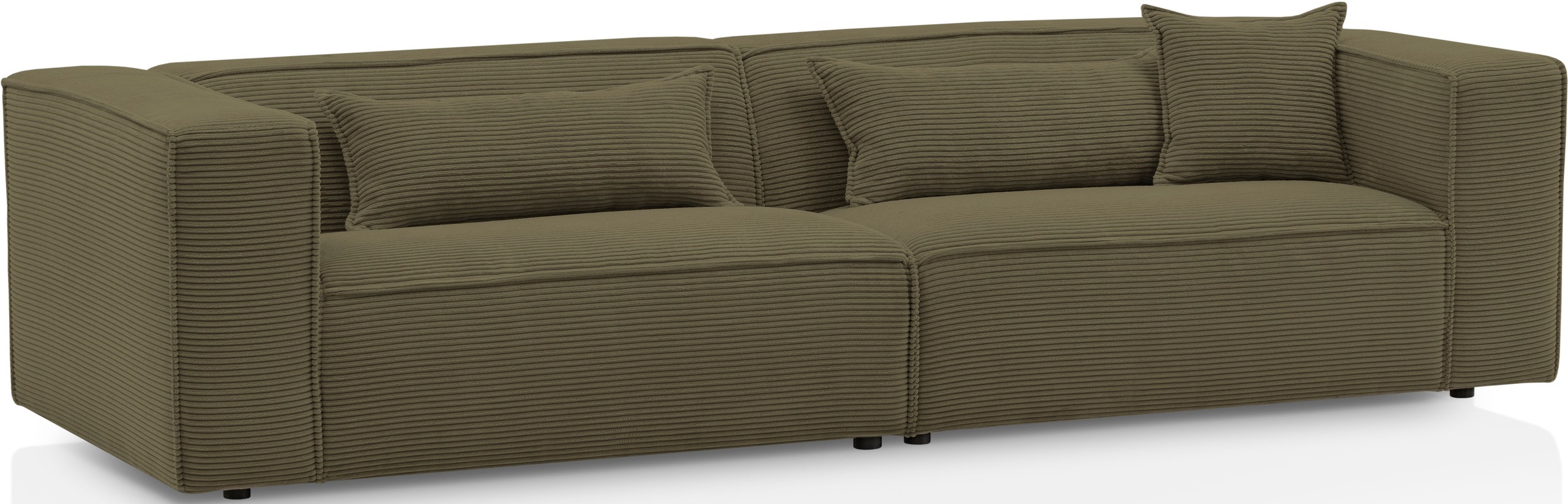 LeGer Home by Lena Gercke 3-Sitzer »PIARA, Couch mit Kedernaht, Sofa in Cord oder Leinenoptik«, schwarze Füße, bequemer Sitzkomfort
