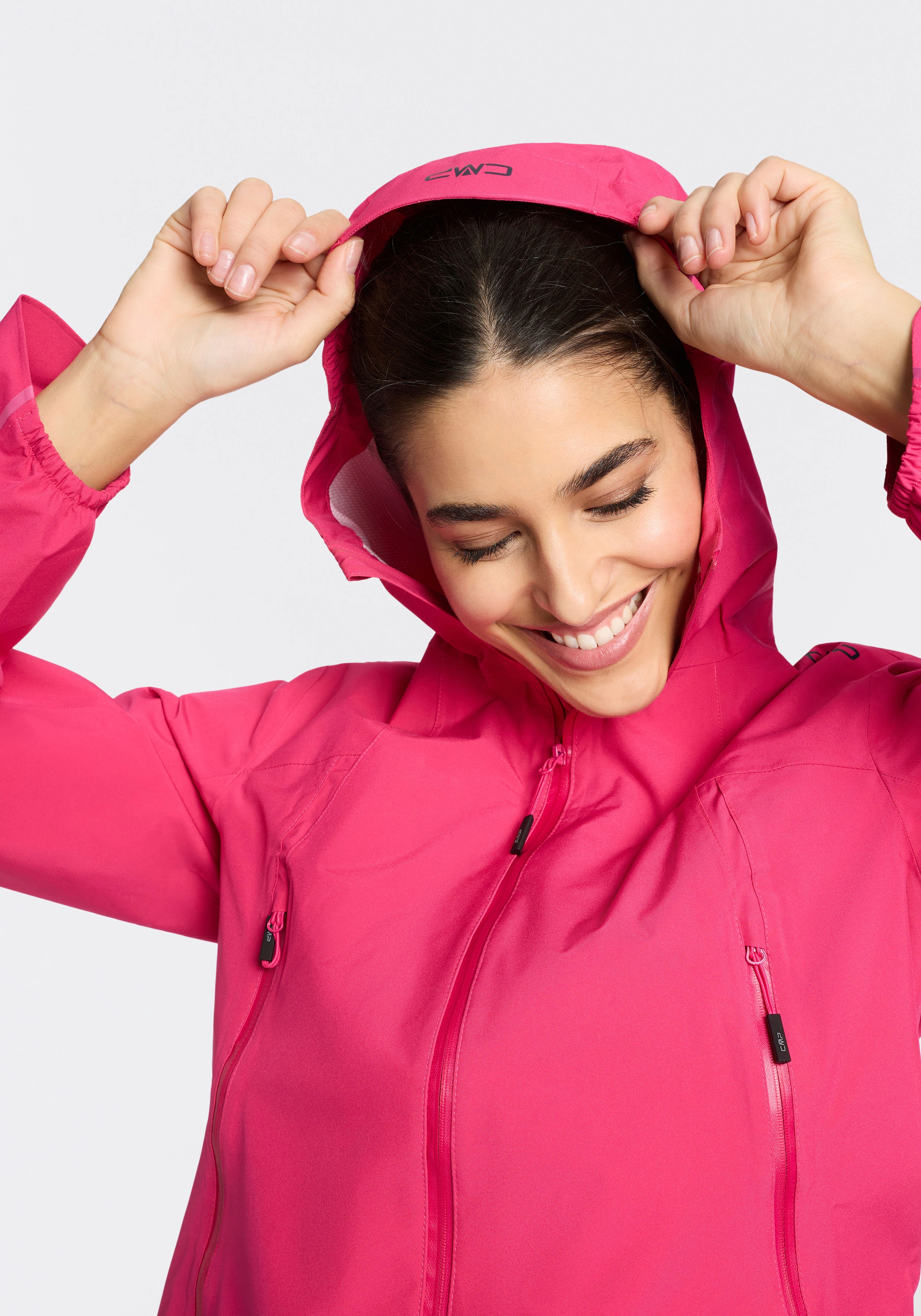 CMP Regenjacke mit regulierbarer Kapuze, Zwei-Lagen-Konstruktion, Übergangsjacke