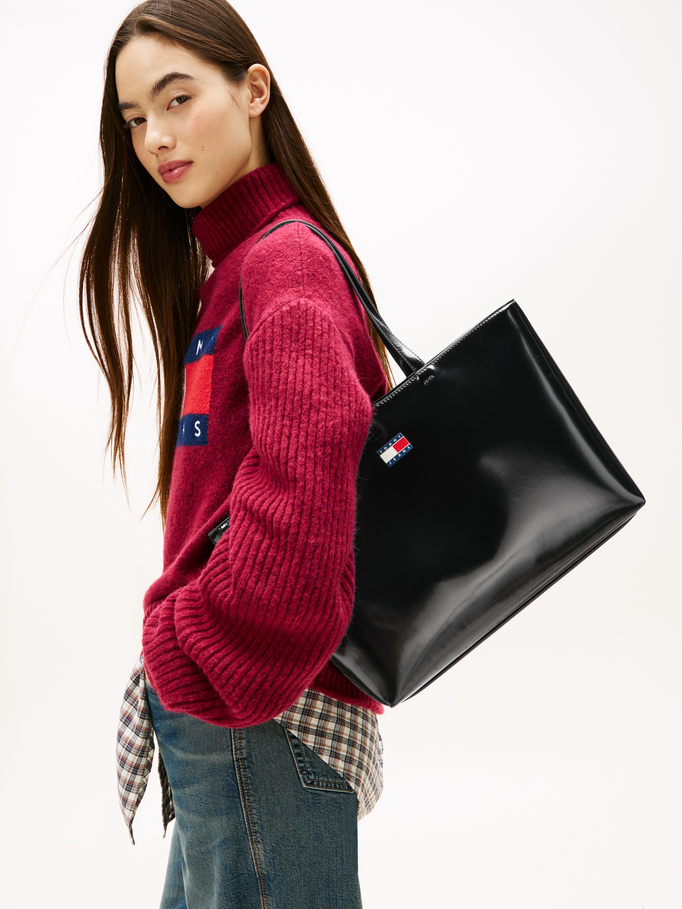 Tommy Jeans Tragetasche »TJW MUST TOTE« , Damen Schultertasche, Shopper mit typischer Logoflag